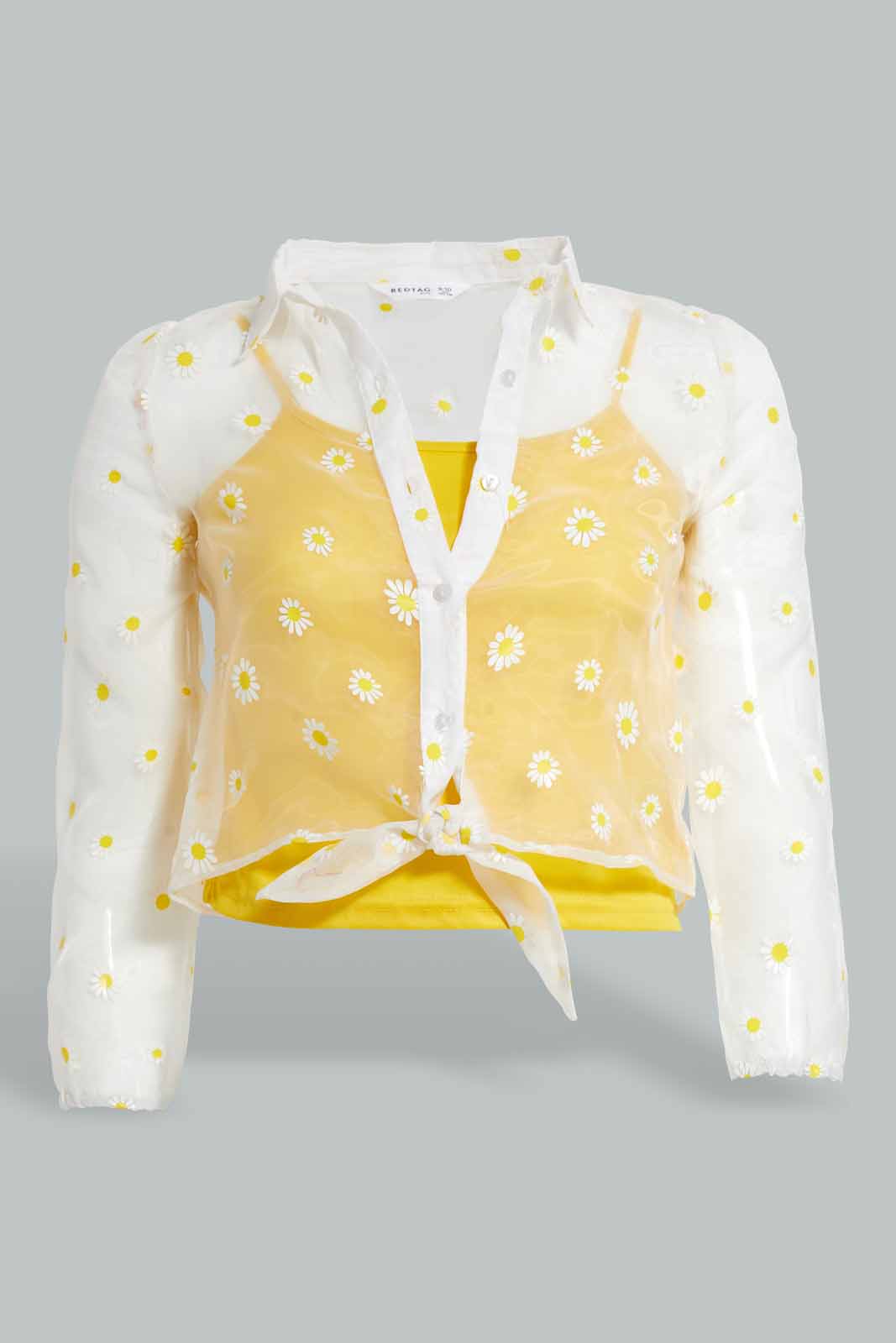 Redtag-White-And-Yellow-Floral-Organza-Blouse-For-Senior-Girls-Category:Blouses,-Colour:White,-Colour:Yellow,-Deals:4-For-90,-Deals:Sale,-Filter:Senior-Girls-(8-to-14-Yrs),-GSR-Blouses,-S22B,-Sale-GSR-APL,-Section:Girls-(0-to-14Yrs)-Senior-Girls-9 to 14 Years