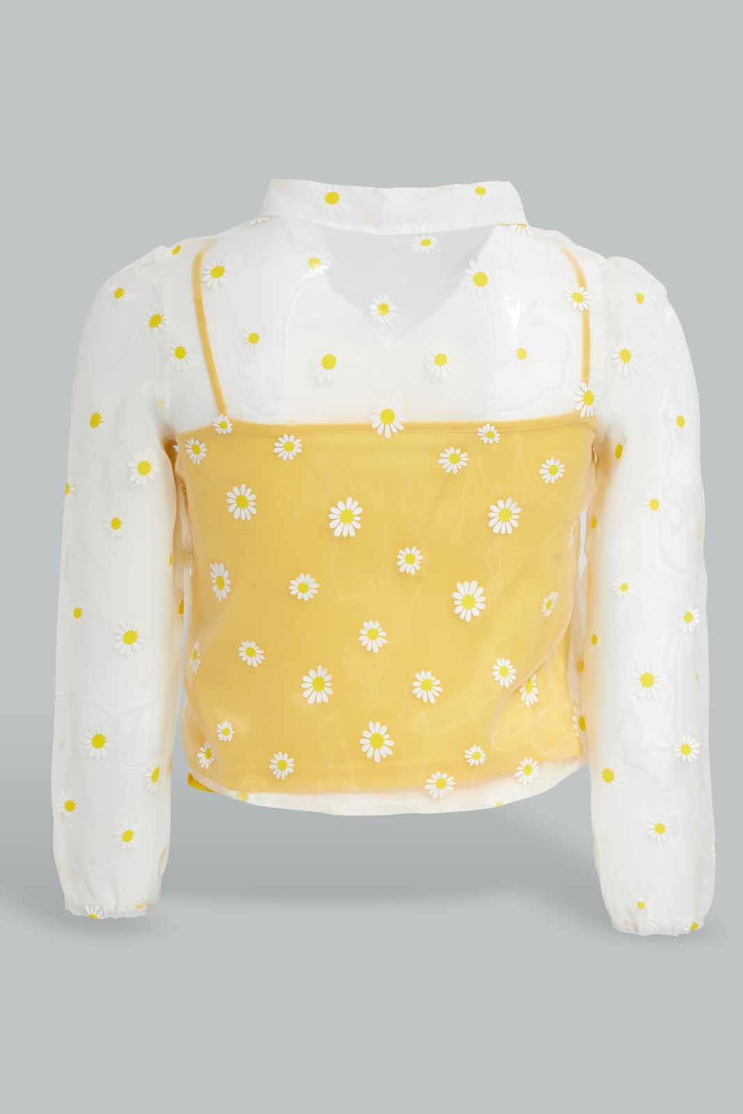 Redtag-White-And-Yellow-Floral-Organza-Blouse-For-Senior-Girls-Category:Blouses,-Colour:White,-Colour:Yellow,-Deals:4-For-90,-Deals:Sale,-Filter:Senior-Girls-(8-to-14-Yrs),-GSR-Blouses,-S22B,-Sale-GSR-APL,-Section:Girls-(0-to-14Yrs)-Senior-Girls-9 to 14 Years