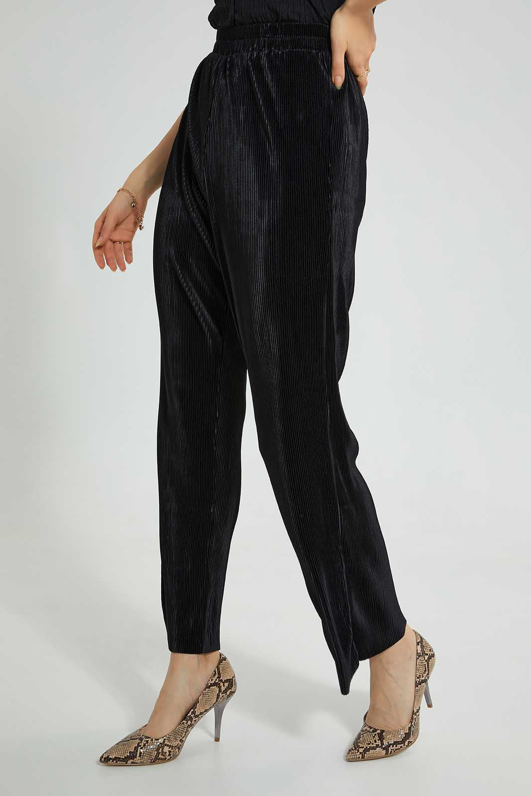 Redtag-Black-Plisse-Trouser-Trousers-Women's-