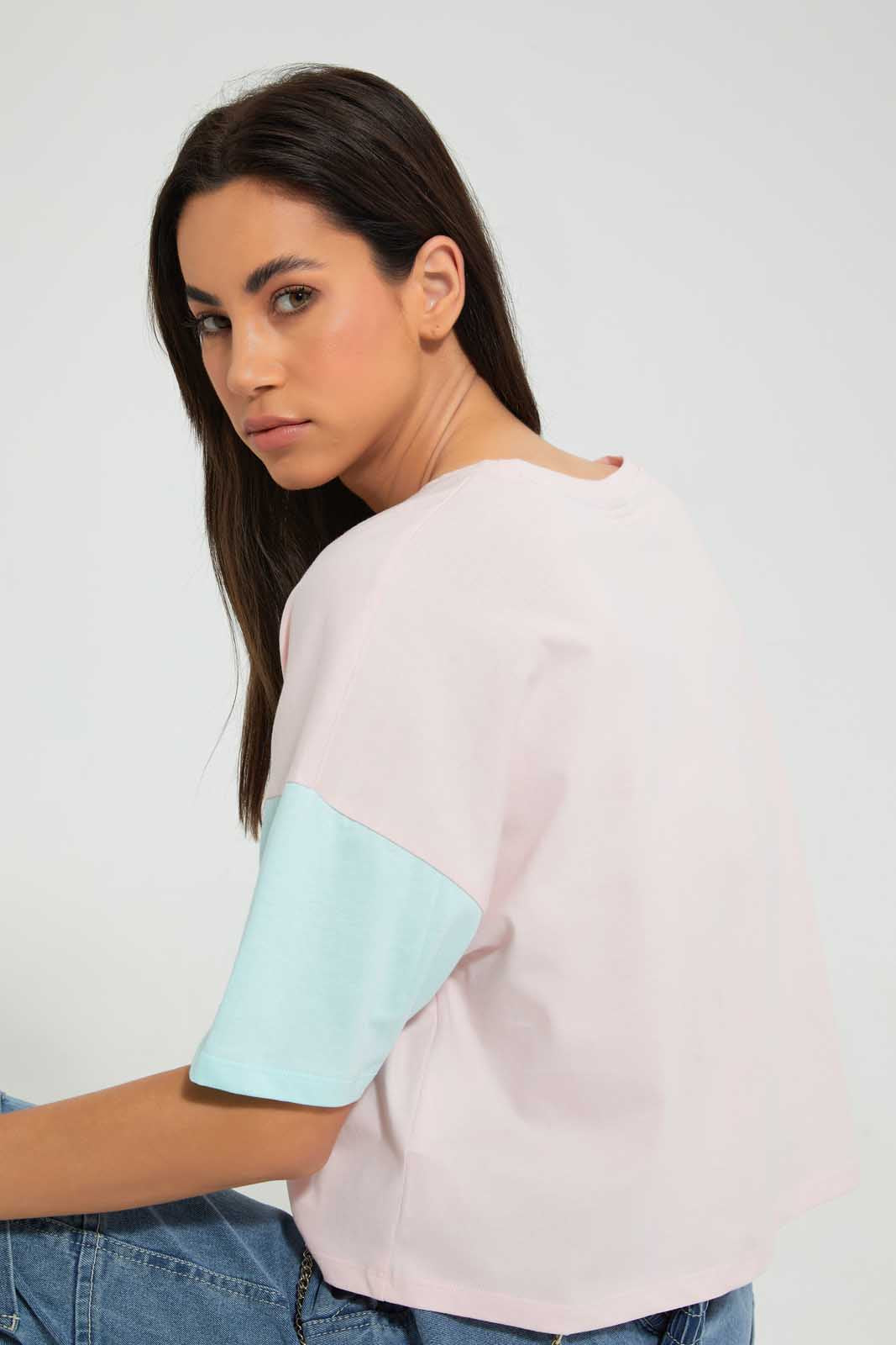 Pink Mickey Mouse Cropped T-Shirt