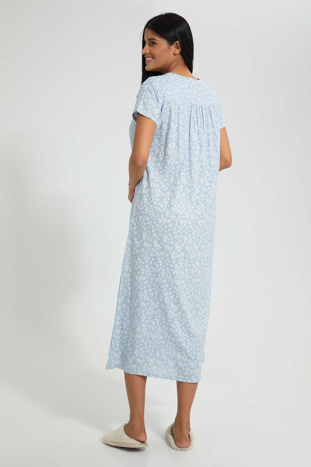 Redtag-Pale-Blue-Floral-Printed-Nightgown-Nightgowns-Women's-