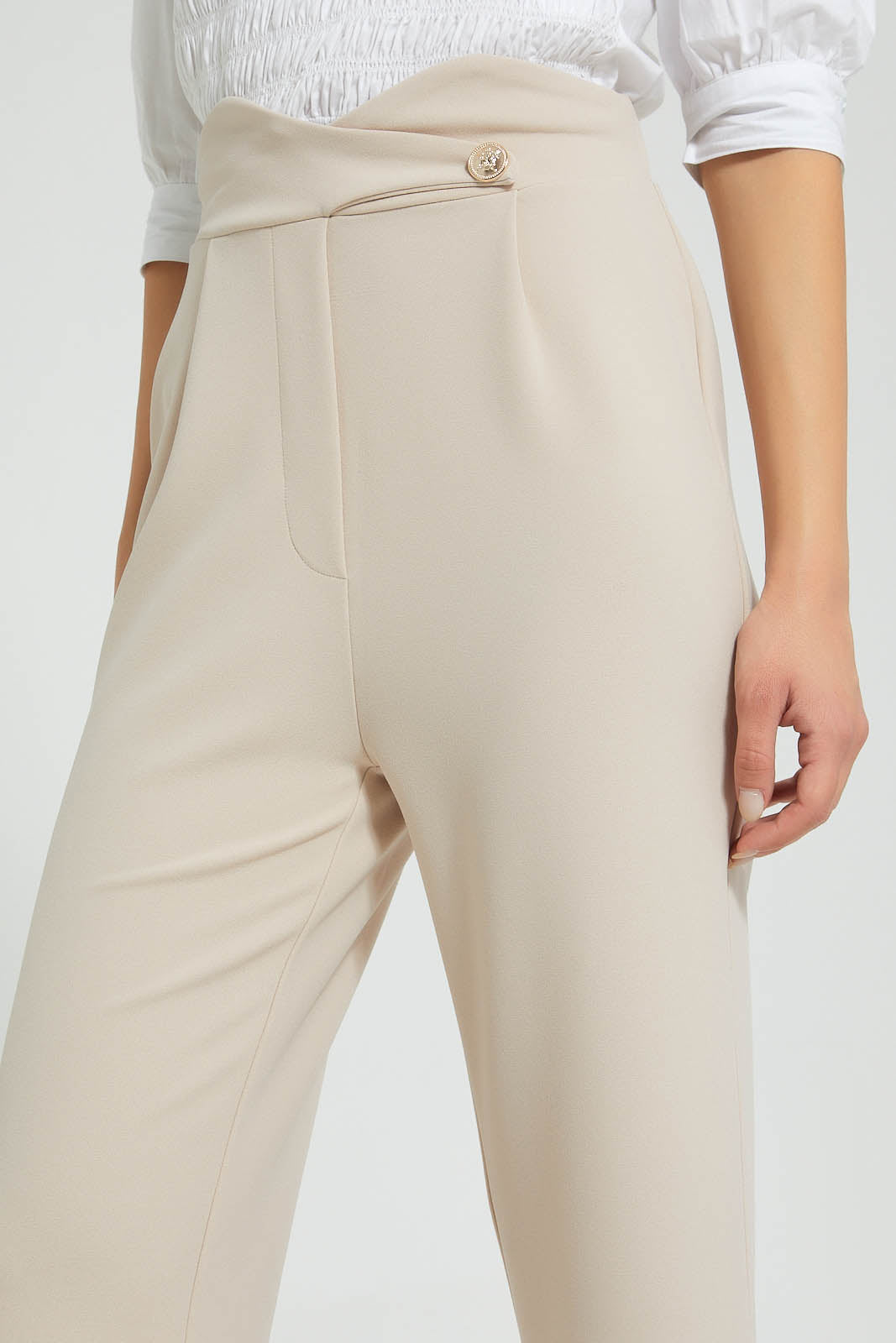 Redtag-Beige-Wide-Leg-Button-Detail-Trouser-Trousers-Women's-