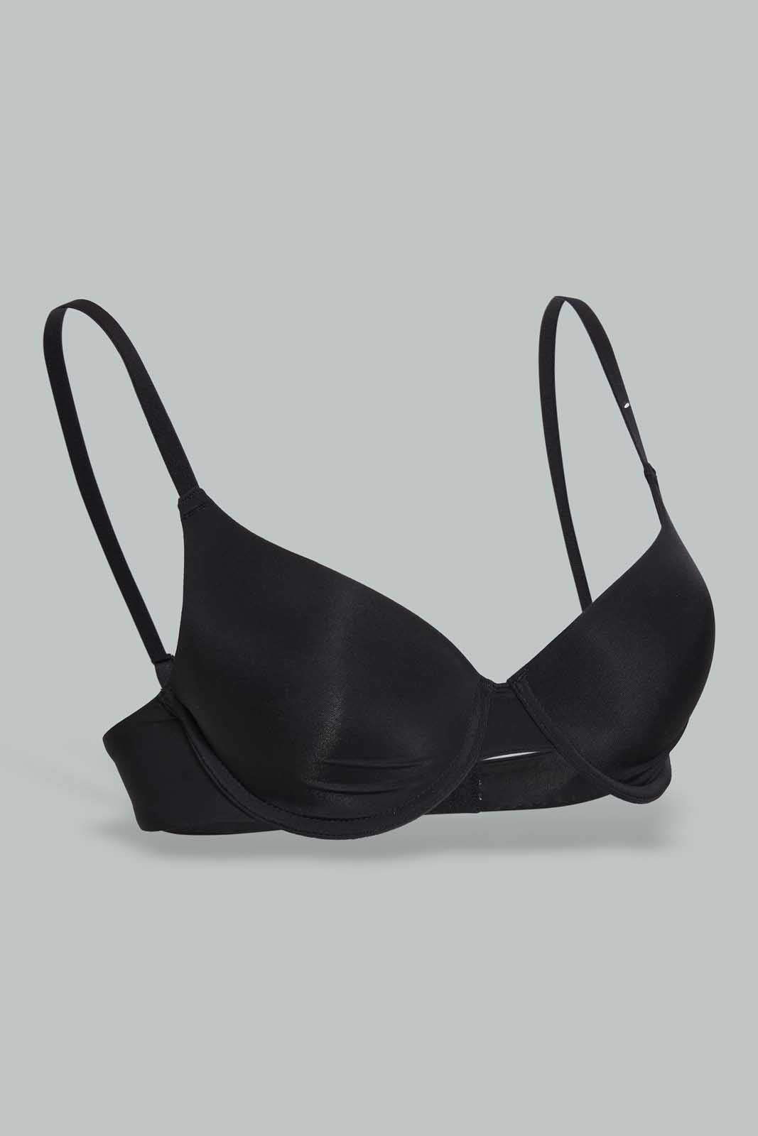 Redtag-Black/Beige/White-Plain-Plunge-Bra-(3-Pack)-Plunge-Bras-Women's-