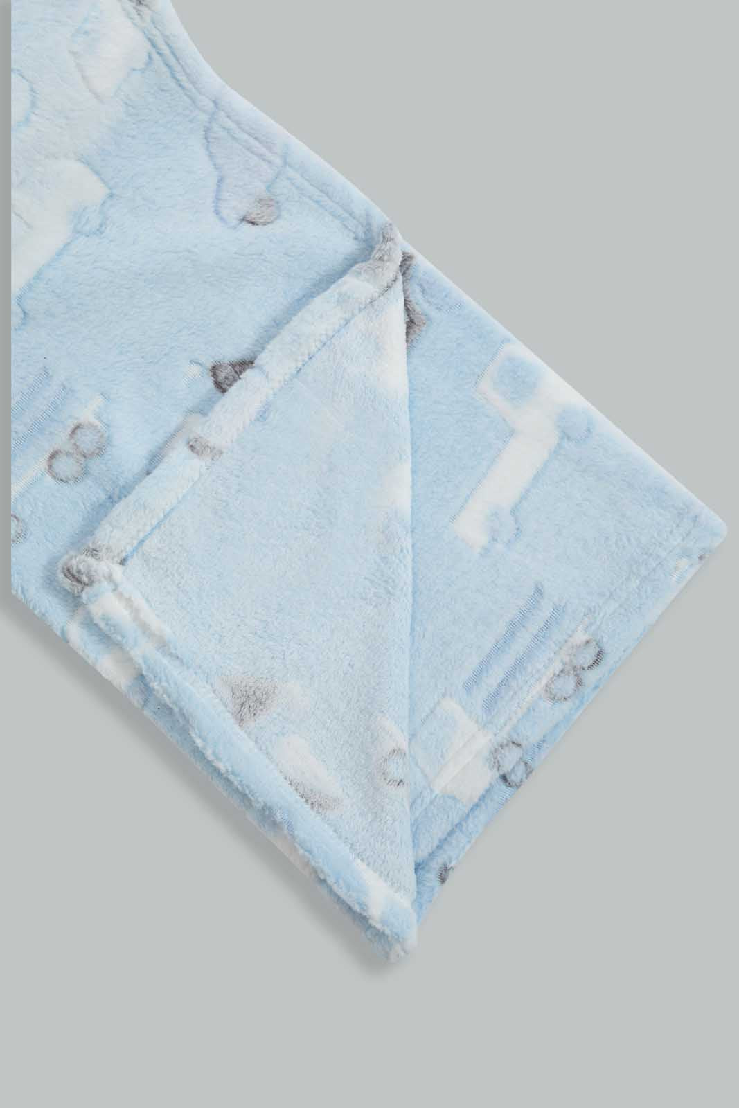 Redtag-Blue-Jacquard-Blanket-Baby-Blankets-Baby-0 to 12 Months