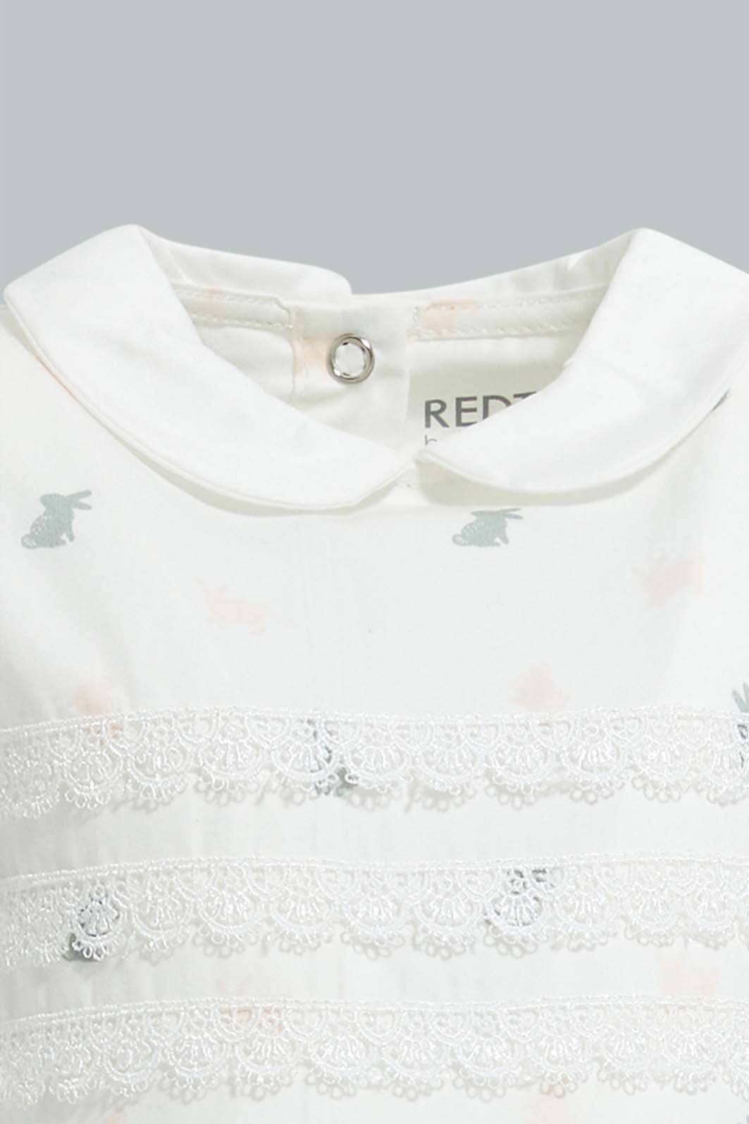 Redtag-White-Peterpan-Collar-Bunnt-Dress-Dresses-Baby-0 to 12 Months