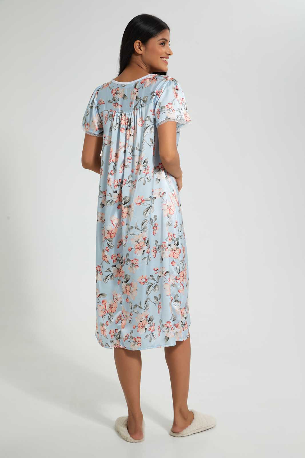 Redtag-Blue-Floral-Printed-Nightgown-Nightgowns-Women's-
