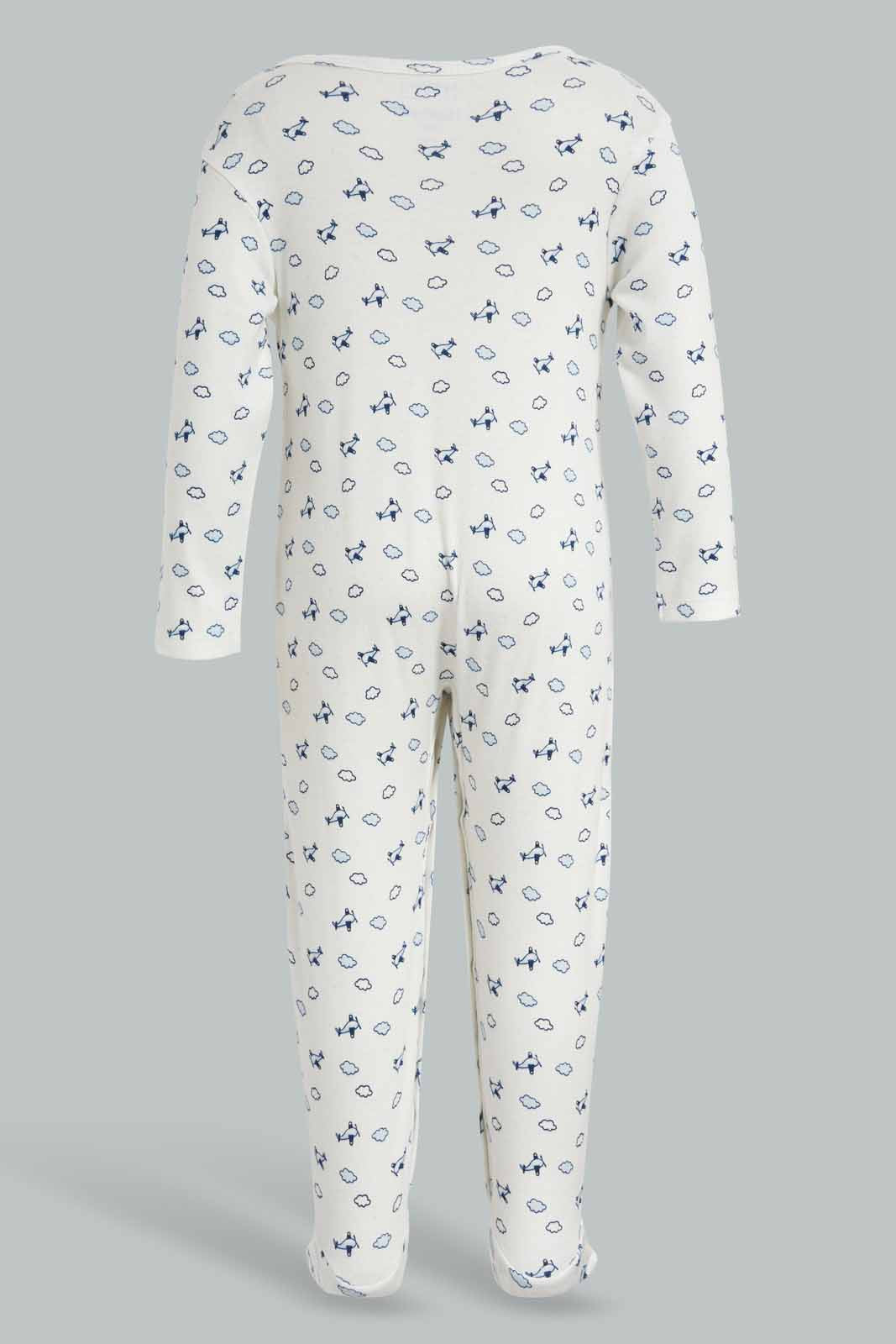Redtag-White-Aeroplane-Sleep-Suit-APL,-Category:Sleepsuits,-Colour:White,-Deals:New-In,-Filter:Baby-(0-to-12-Mths),-NBB-Sleepsuits,-New-In-NBB-APL,-Non-Sale,-PPE,-Section:Boys-(0-to-14Yrs),-W22O-Baby-0 to 12 Months