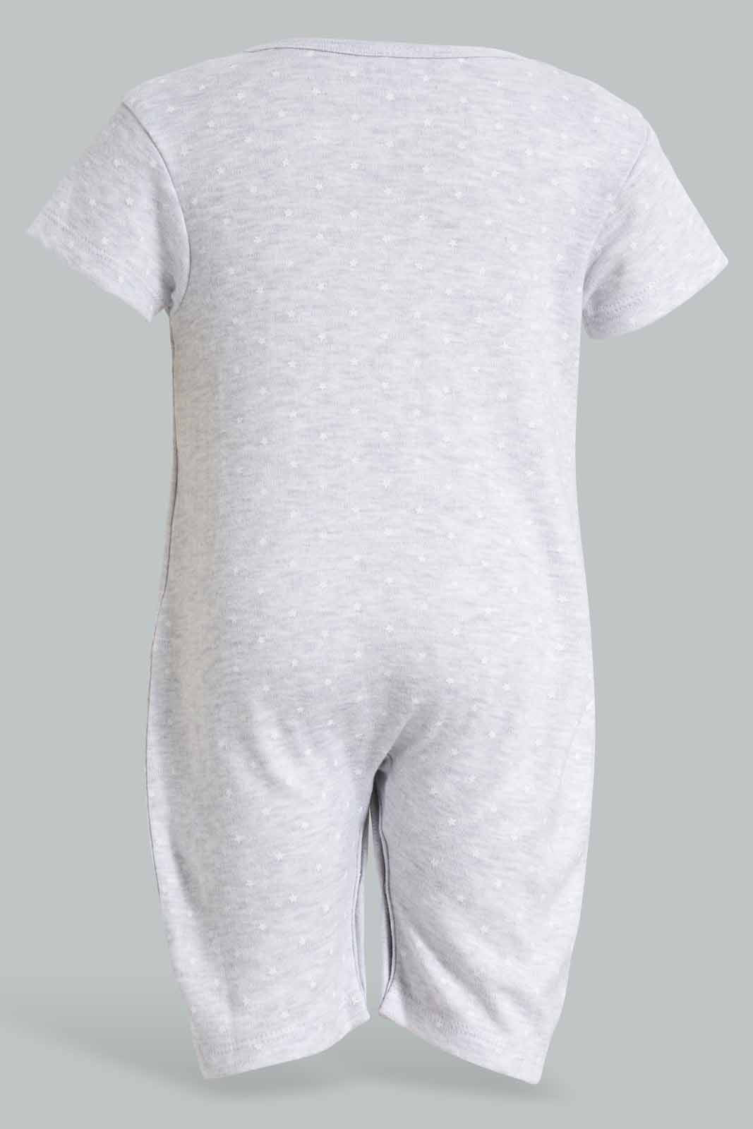 Redtag-Grey-Star-Print-Romper-APL,-Category:Rompers,-Colour:Grey,-Deals:New-In,-Filter:Baby-(0-to-12-Mths),-NBB-Rompers,-New-In-NBB-APL,-Non-Sale,-PPE,-Section:Boys-(0-to-14Yrs),-W22O-Baby-0 to 12 Months