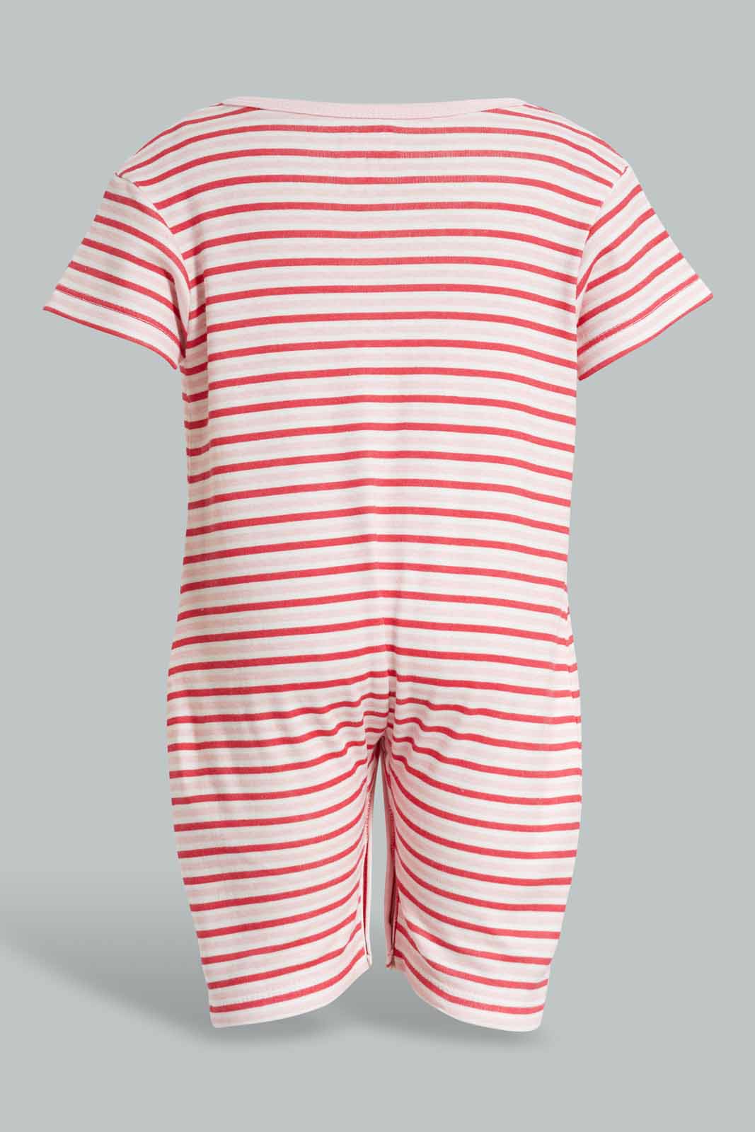 Redtag-Pink-Stripe-Romper-APL,-Category:Rompers,-Colour:Apricot,-Deals:New-In,-Filter:Baby-(0-to-12-Mths),-NBG-Rompers,-New-In-NBG-APL,-Non-Sale,-PPE,-Section:Girls-(0-to-14Yrs),-W22O-Baby-0 to 12 Months
