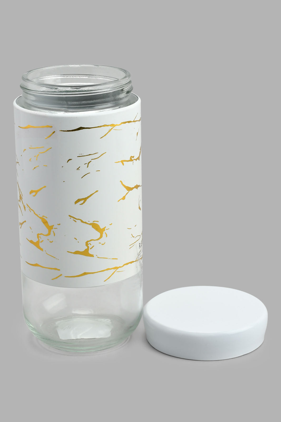 Redtag-White-Marble-Pattern-Glass-Storage-Jar-(Large)-Storage-Home-Dining-