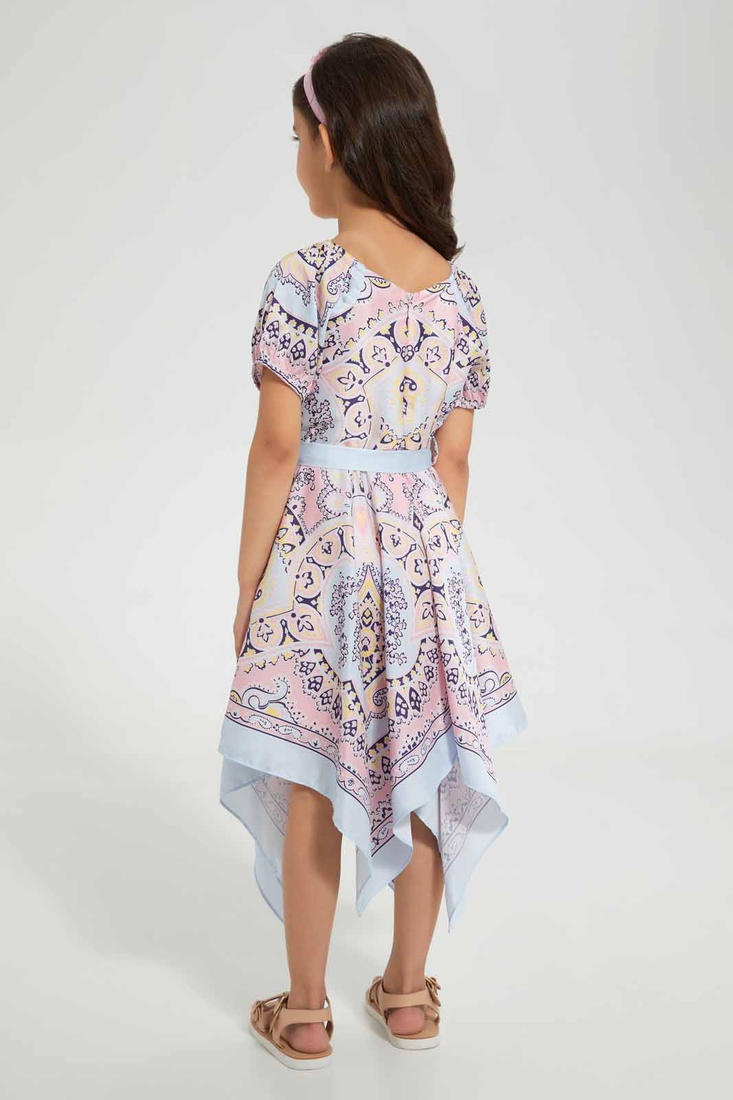 Redtag-Multicolour-Handkerchief-Dress-Category:Dresses,-Colour:Multicolour,-Deals:Sale,-Filter:Girls-(2-to-8-Yrs),-GIR-Dresses,-S22B,-Sale-GIR-APL,-Section:Girls-(0-to-14Yrs)-Girls-2 to 8 Years