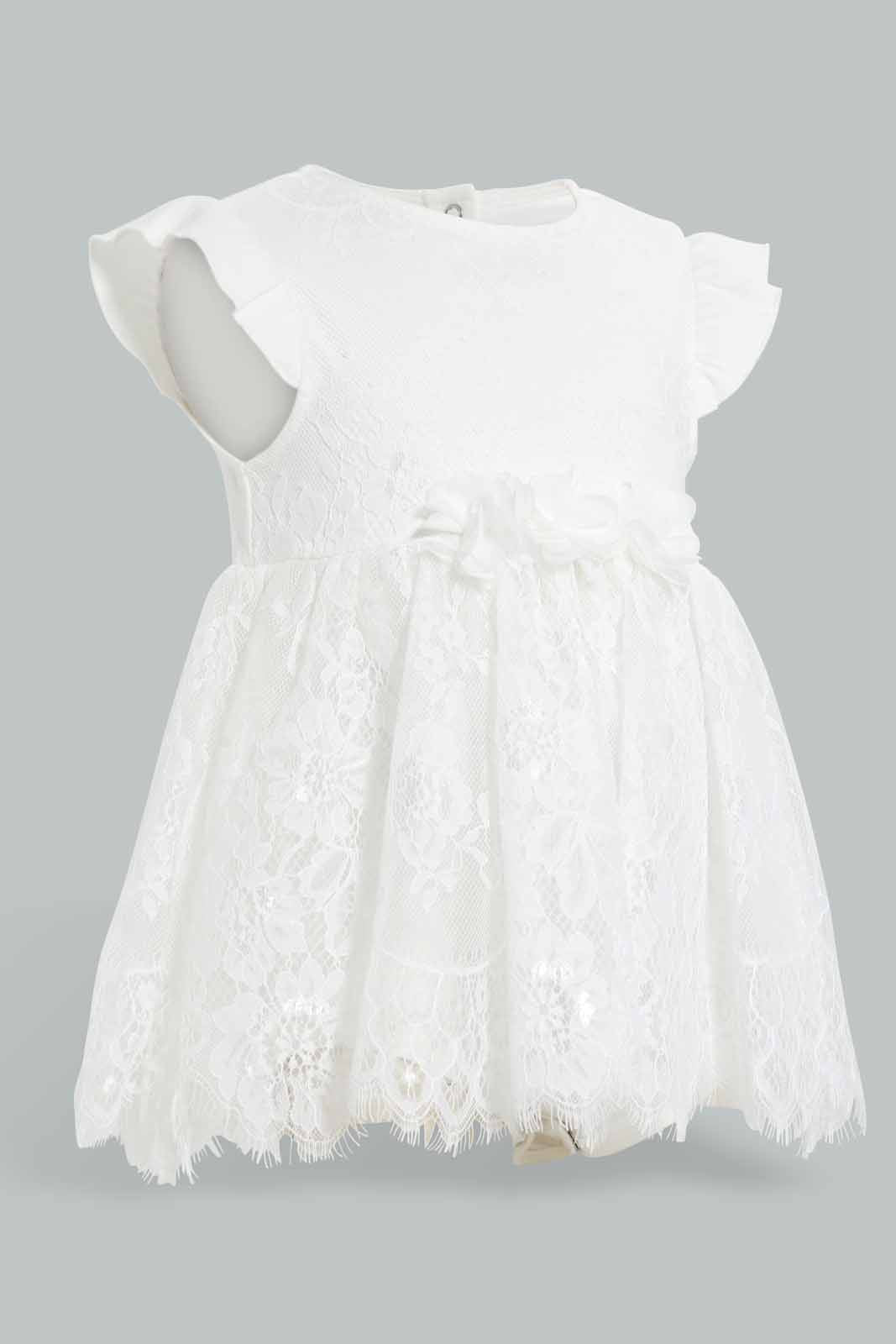 Redtag-White-Rose-Embelished-Tutu-Dress-Dresses-Baby-0 to 12 Months
