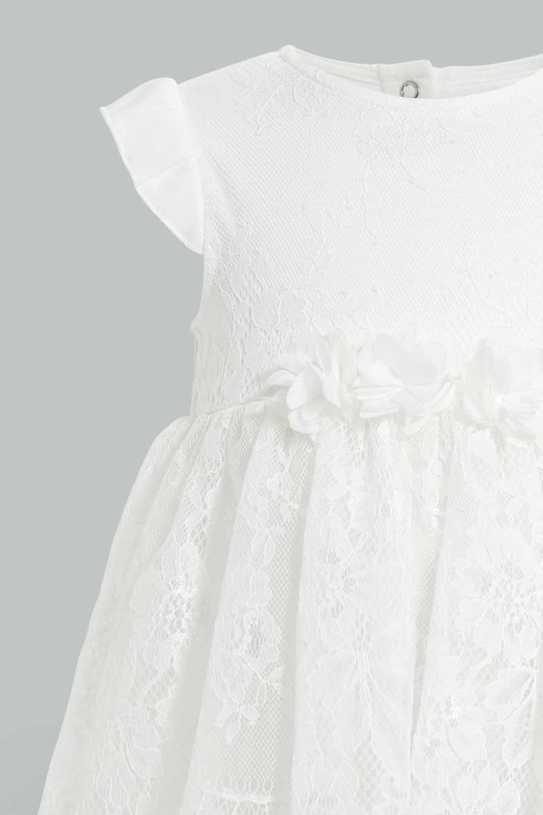Redtag-White-Rose-Embelished-Tutu-Dress-Dresses-Baby-0 to 12 Months