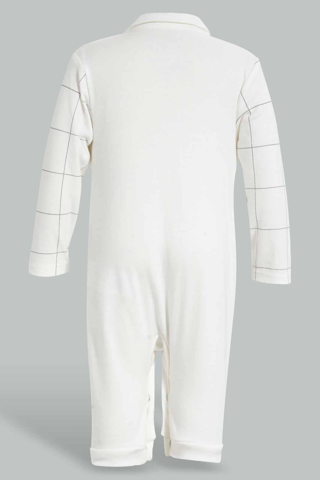 Redtag-White-And-Black-Blazer-Romper-Rompers-Baby-0 to 12 Months