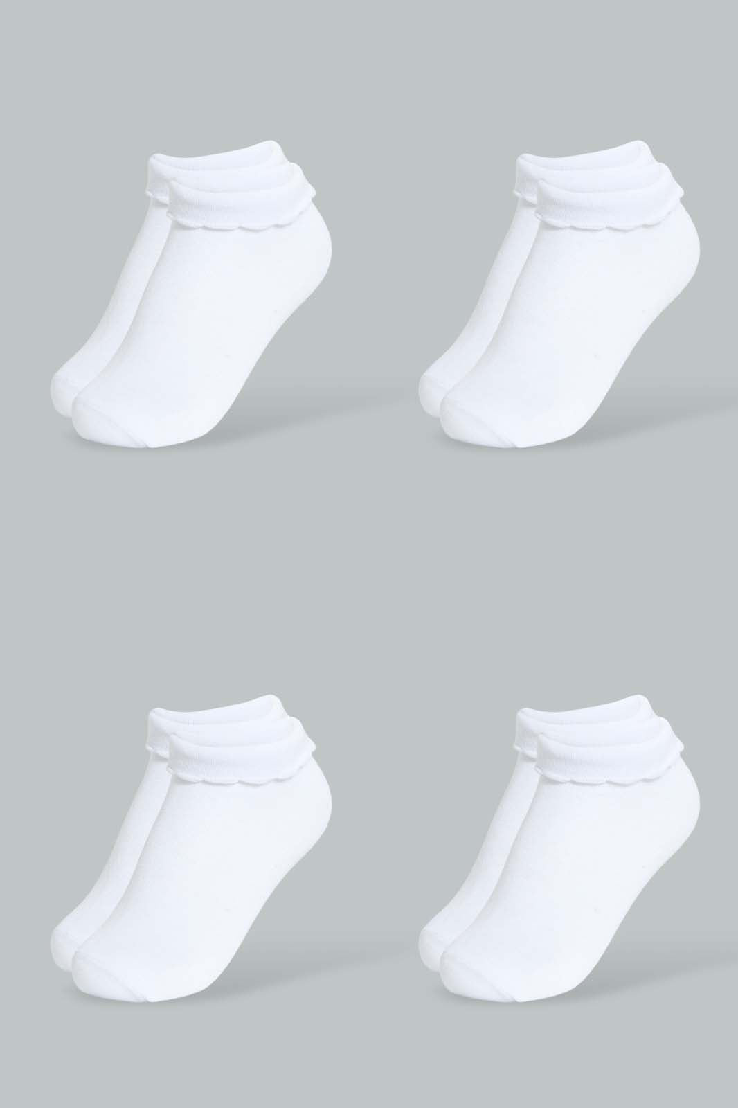Redtag-White-4Pk-Plain-Ankle-Socks-Ankle-Length-Girls-2 to 8 Years