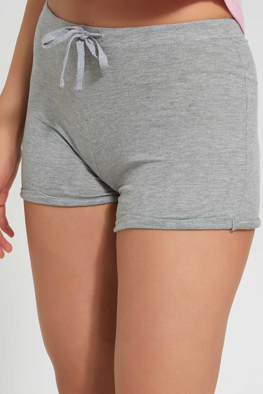 Redtag-Grey-Mid-Rise-Short-With-Drawstring-Category:Shorts,-Colour:Grey,-Deals:Sale,-Filter:Women's-Clothing,-PPE,-S22C,-Sale-Women-APL,-Section:Women,-Women-Active-Shorts-Women's-