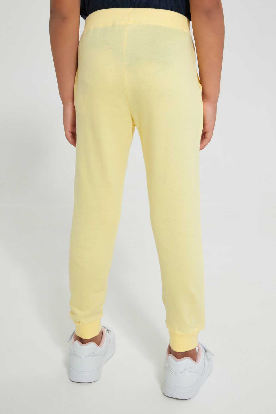 Redtag-Yellow-Na-Na-Doll-Active-Track-Pant-Joggers-Girls-2 to 8 Years