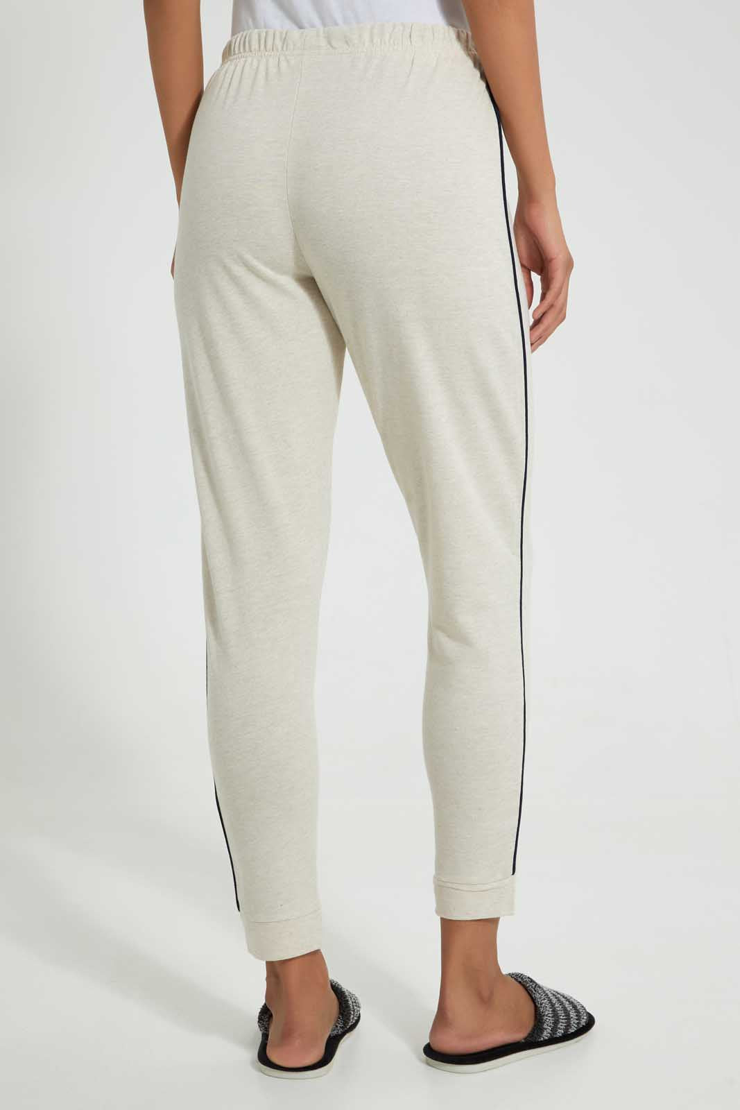 Redtag-Oat-Marl-Plain-Pyjama-Bottom-With-Side-Piping-Pyjama-Bottoms-Women's-