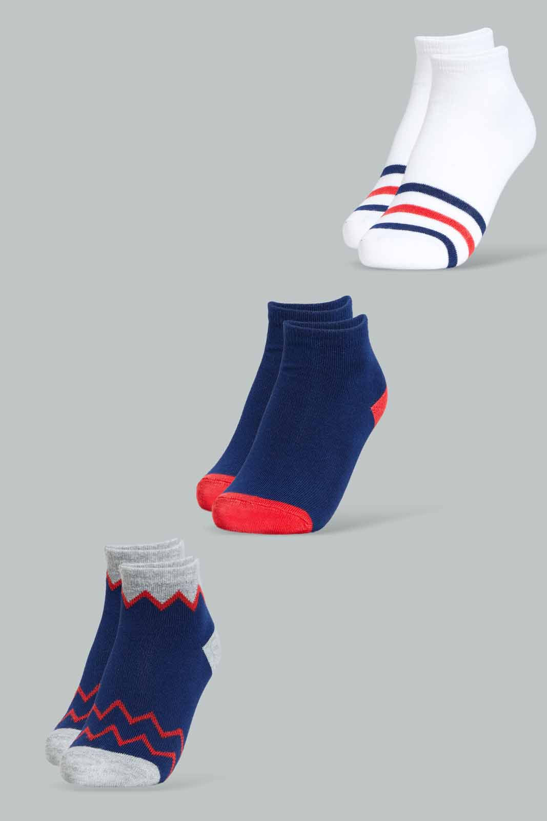 Redtag-Assorted-3Pk-Stripe-And-Plain-Socks-365,-BOY-Socks,-Category:Socks,-Colour:White,-ESS,-Filter:Boys-(2-to-8-Yrs),-New-In,-New-In-BOY-APL,-Non-Sale,-Section:Kidswear-Boys-