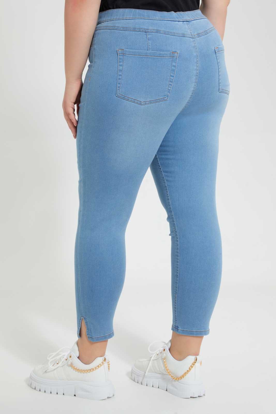 Blue Elasticated Waistband Jegging