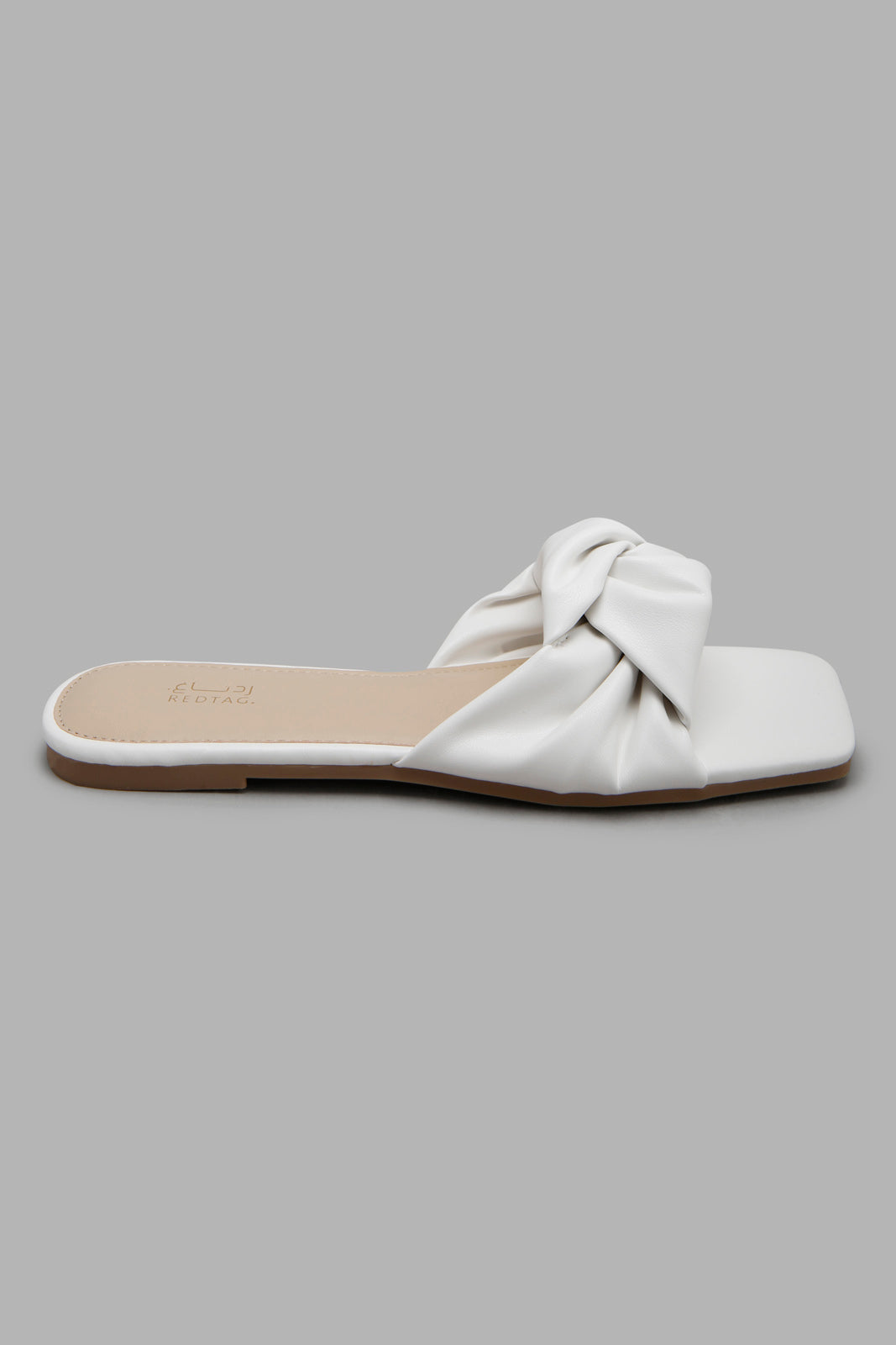 Redtag-White-Knot-Square-Toe-Mule-Category:Sandals,-Colour:White,-Filter:Women's-Footwear,-LEC-Sandals,-New-In,-New-In-Women-FOO,-Non-Sale,-Section:Women,-W22O-Women's-