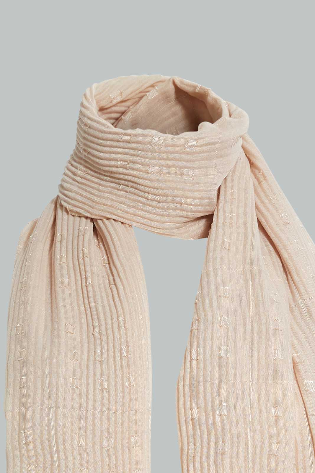 Redtag-Beige-Crinkle-Scarf-Fashion-Scarves-Girls-