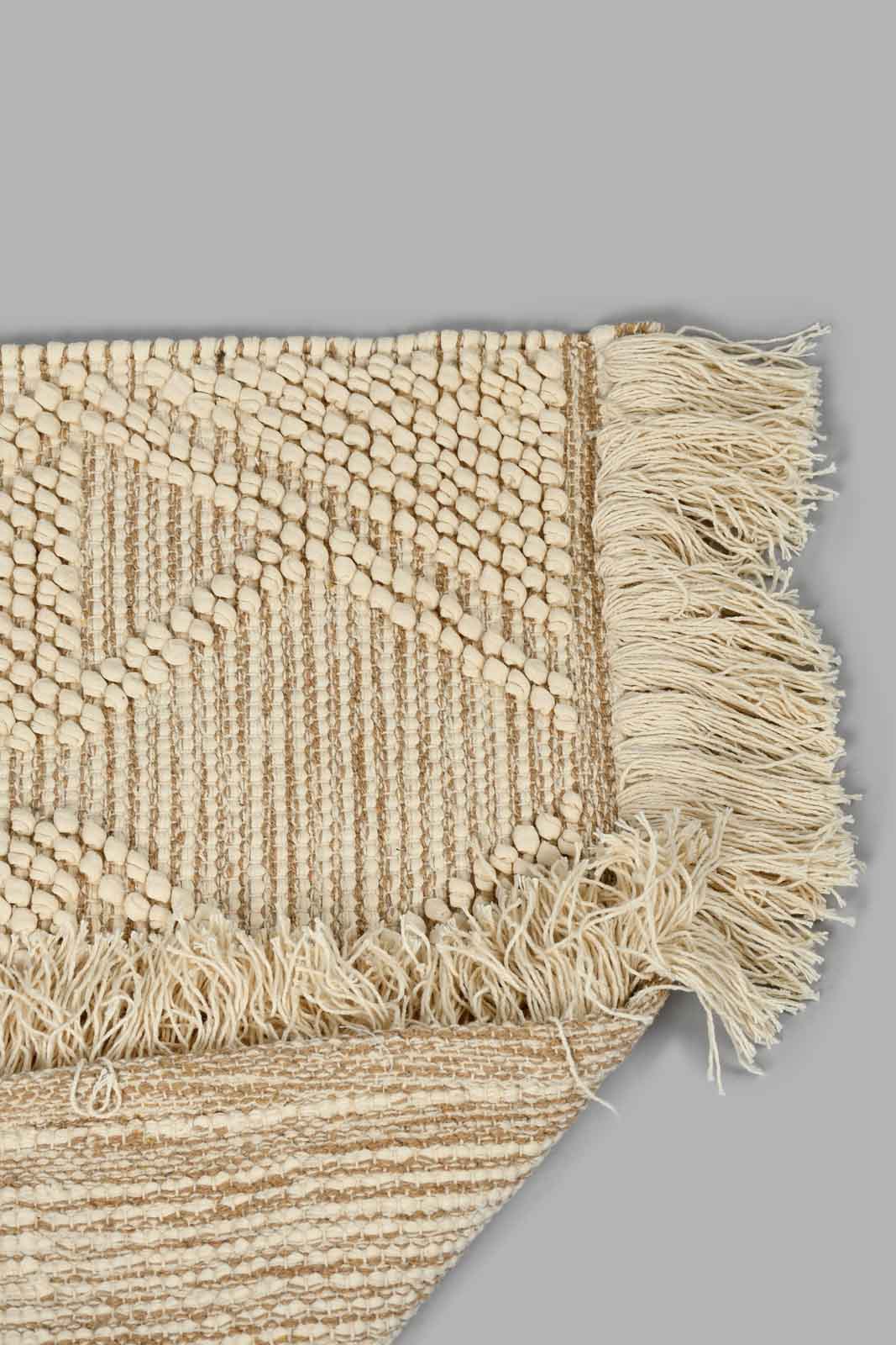Redtag-Beige-Cotton-Woven-Dhurrie-Rugs-Home-Decor-
