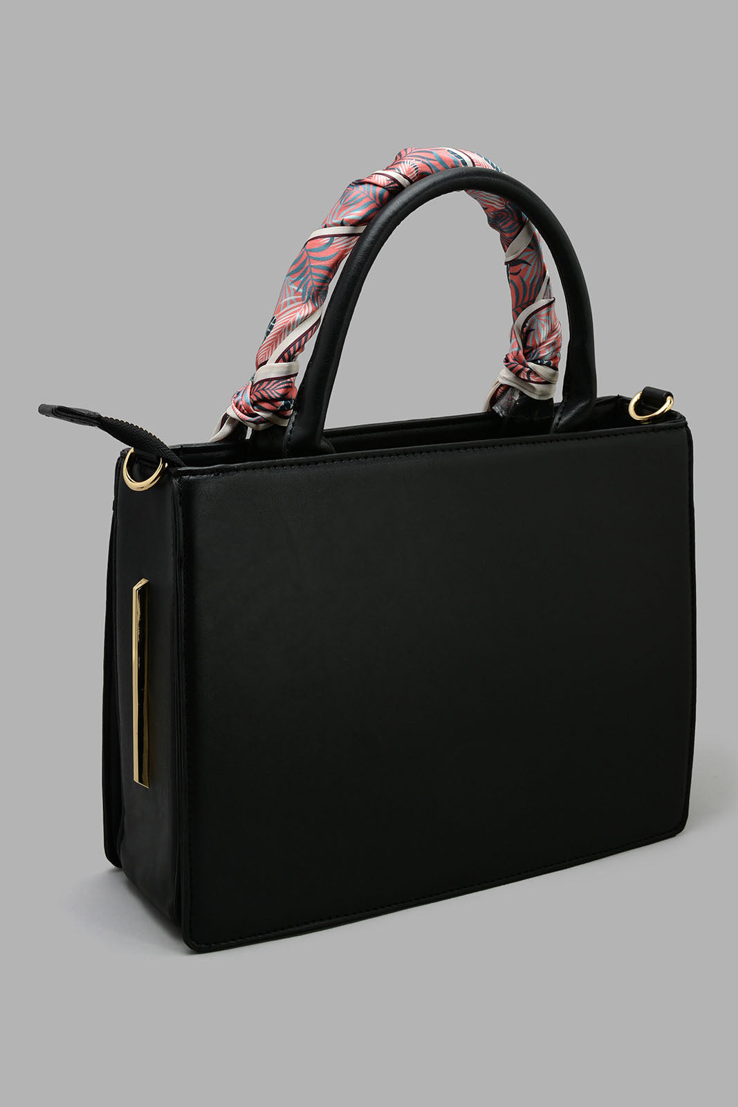 Redtag-Black-Day-Bag-With-Scarf-Category:Bags,-Colour:Black,-Filter:Women's-Accessories,-New-In,-New-In-Women-ACC,-Non-Sale,-S22C,-Section:Women,-Women-Bags-Women-