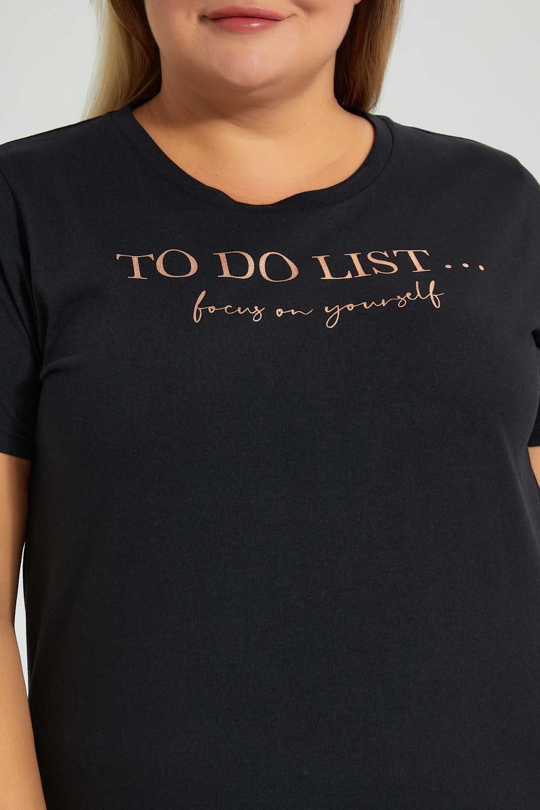 Redtag-Black-Graphic-T-Shirt-Colour:Black,-Filter:Plus-Size,-LDP-T-Shirts,-New-In,-New-In-LDP,-Non-Sale,-S22B,-Section:Women,-TBL-Women's-