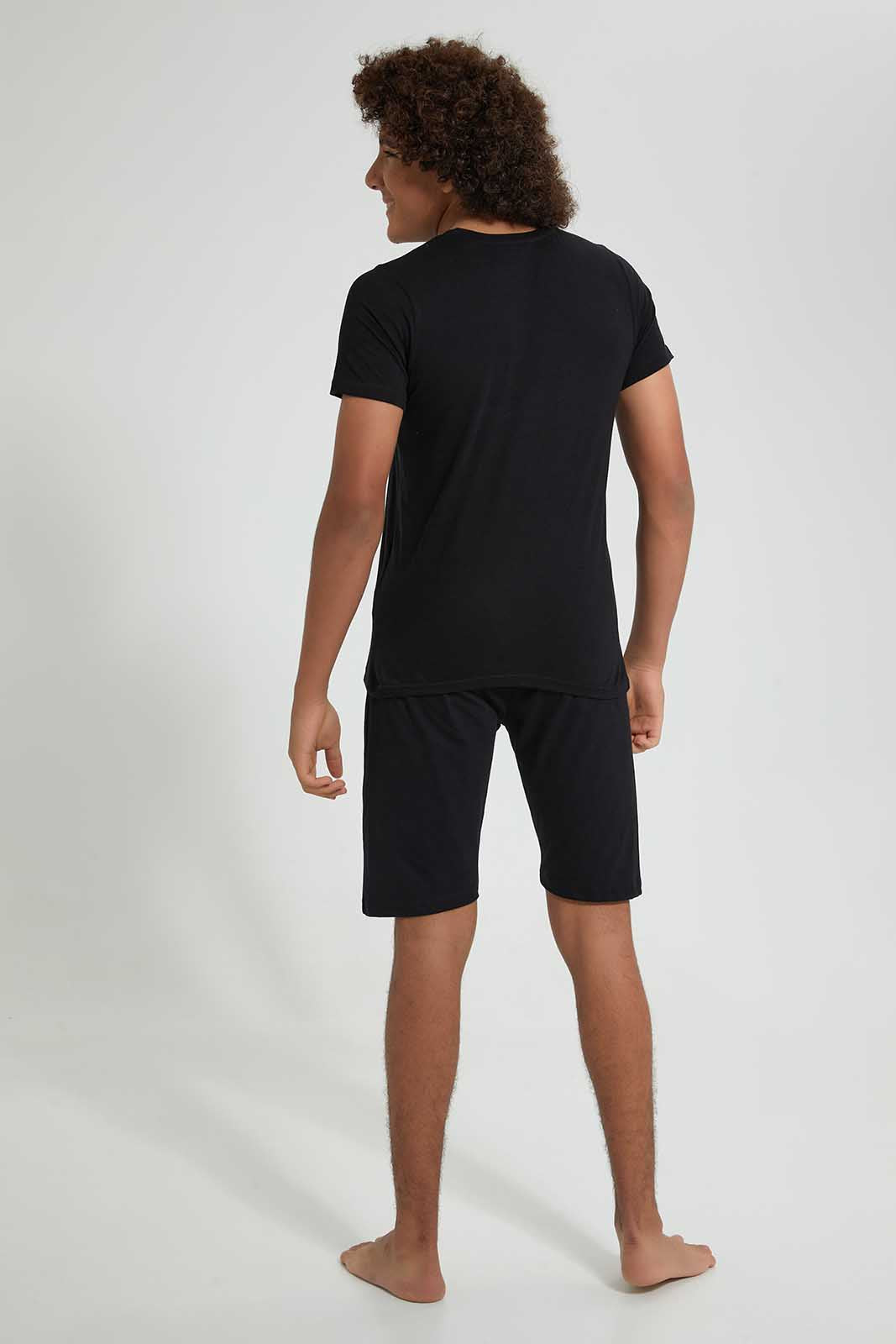 Redtag-Black-Born-To-Skate-Night-Suit-Pyjama-Sets-Senior-Boys-9 to 14 Years