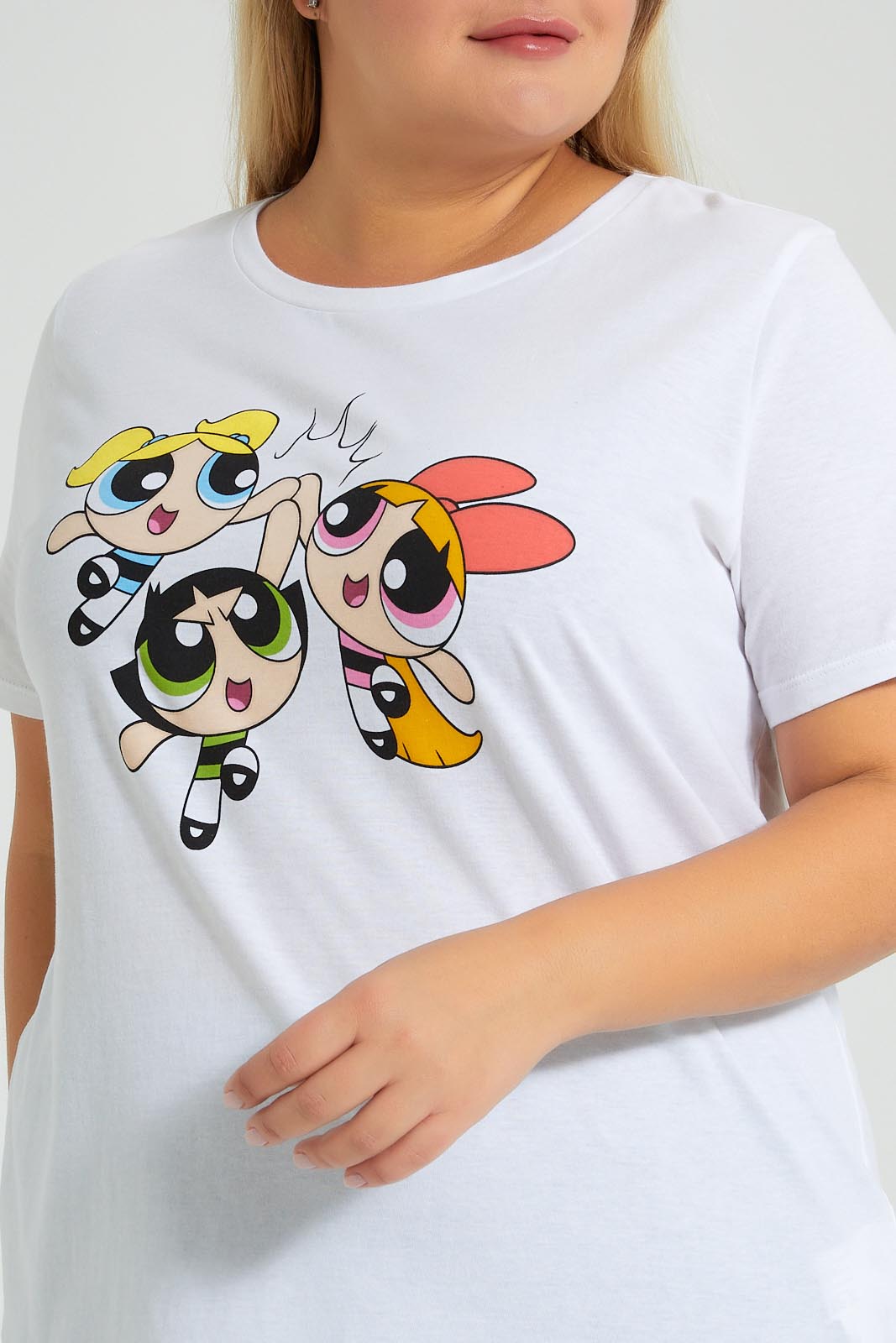 Redtag-White-Powepuff-Character-T-Shirt-Colour:White,-Filter:Plus-Size,-LDP-T-Shirts,-New-In,-New-In-LDP,-Non-Sale,-S22B,-Section:Women,-TBL-Women's-