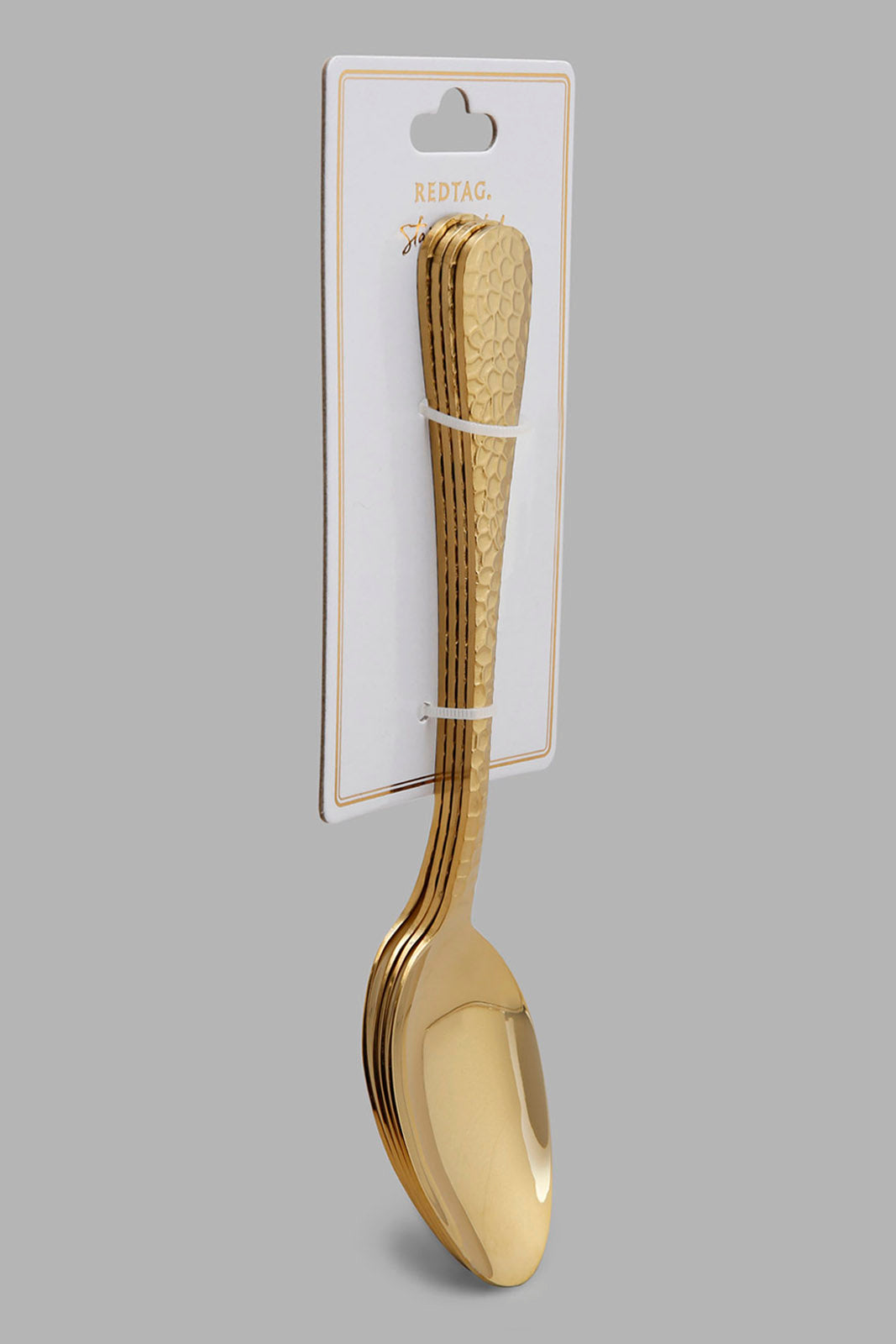 Redtag-Gold-Dinner-Spoon-Hammered-Finish-Set-(4-Piece)-Category:Spoons,-Colour:Gold,-Filter:Home-Dining,-HMW-DIN-Cutlery,-S22C,-Section:Homewares-Home-Dining-