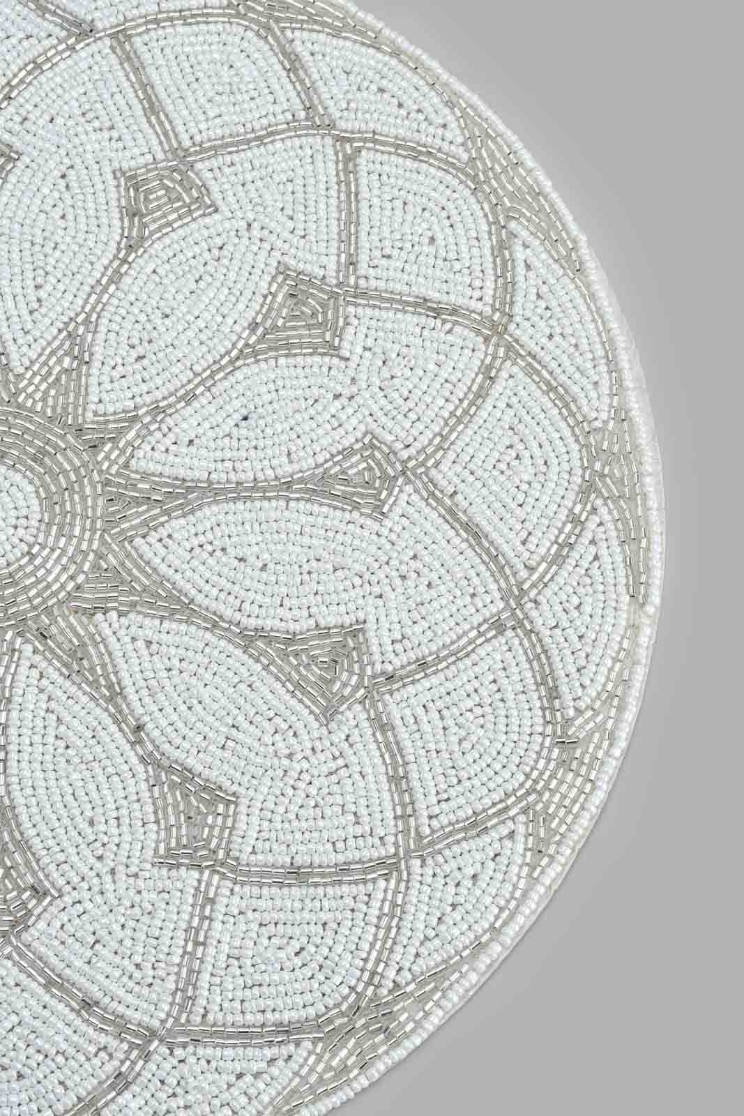 Redtag-Assorted-Round-Beaded-Embroidered-Placemat-Placemats-Home-Dining-
