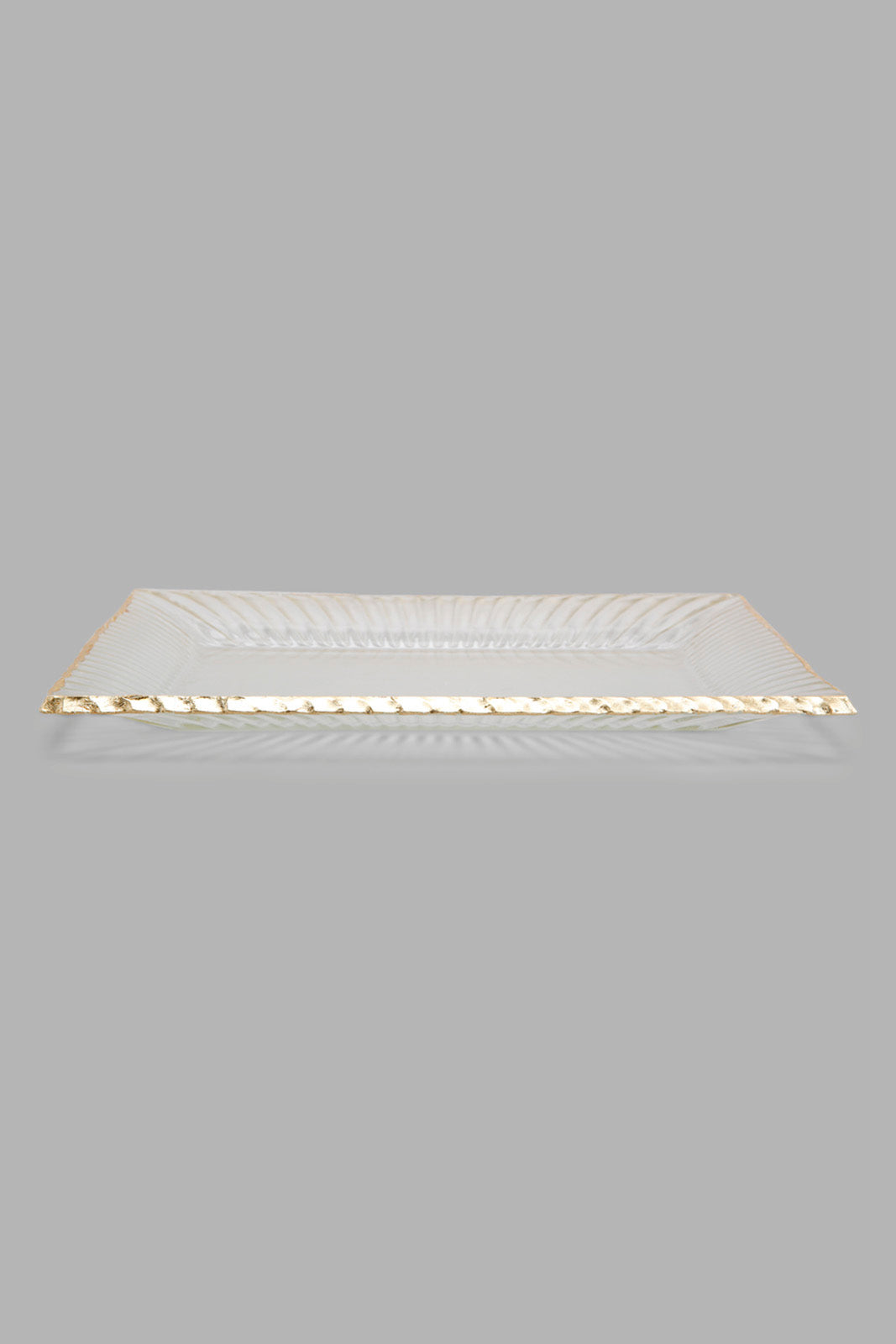 Redtag-Clear-Glass-Rectangle-Platter-With-Gold-Rim-Category:Plates,-Colour:Gold,-Deals:New-In,-Filter:Home-Dining,-HMW-DIN-Serveware,-New-In-HMW-DIN,-Non-Sale,-Section:Homewares,-W22A-Home-Dining-