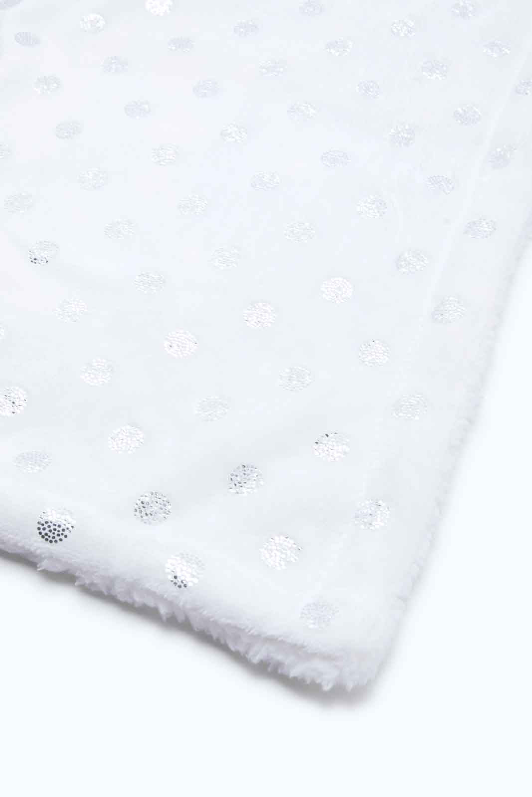White Polka Dotted Blanket With Baby Pillow (2 Piece)