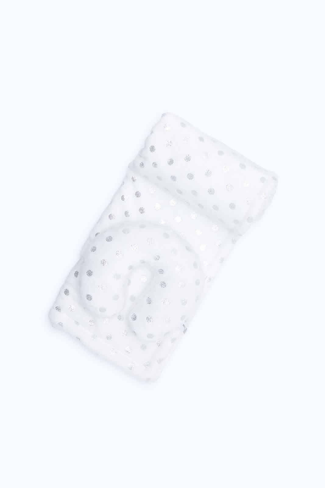 White Polka Dotted Blanket With Baby Pillow (2 Piece)