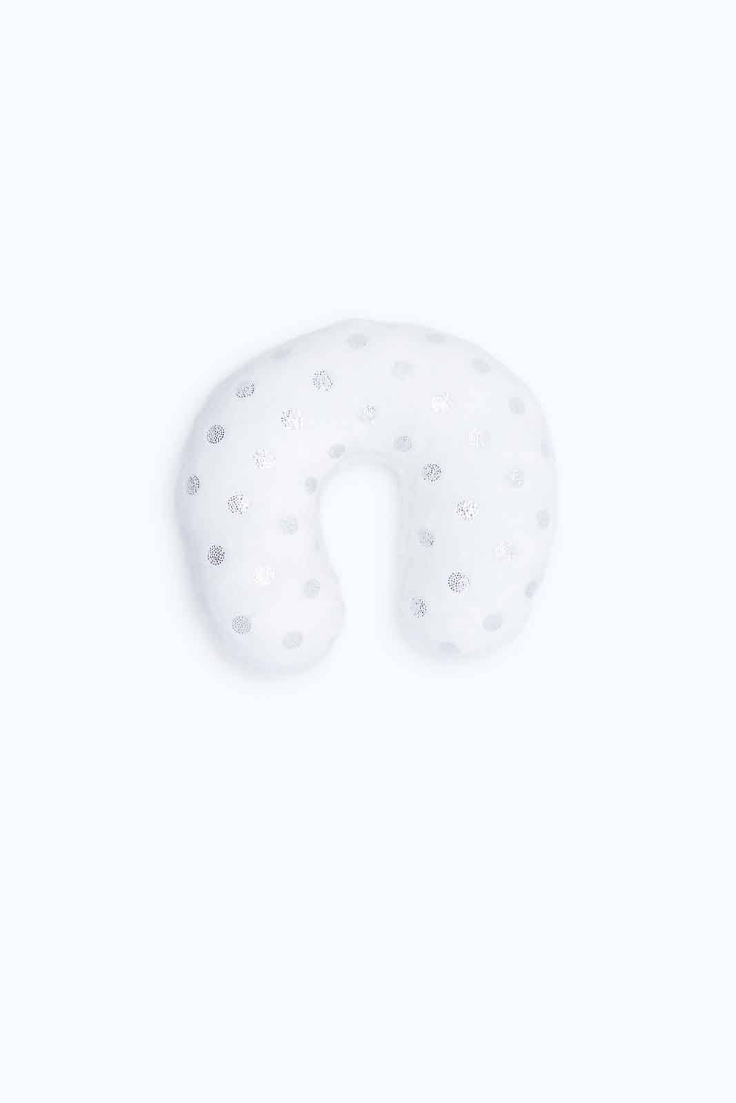 White Polka Dotted Blanket With Baby Pillow (2 Piece)