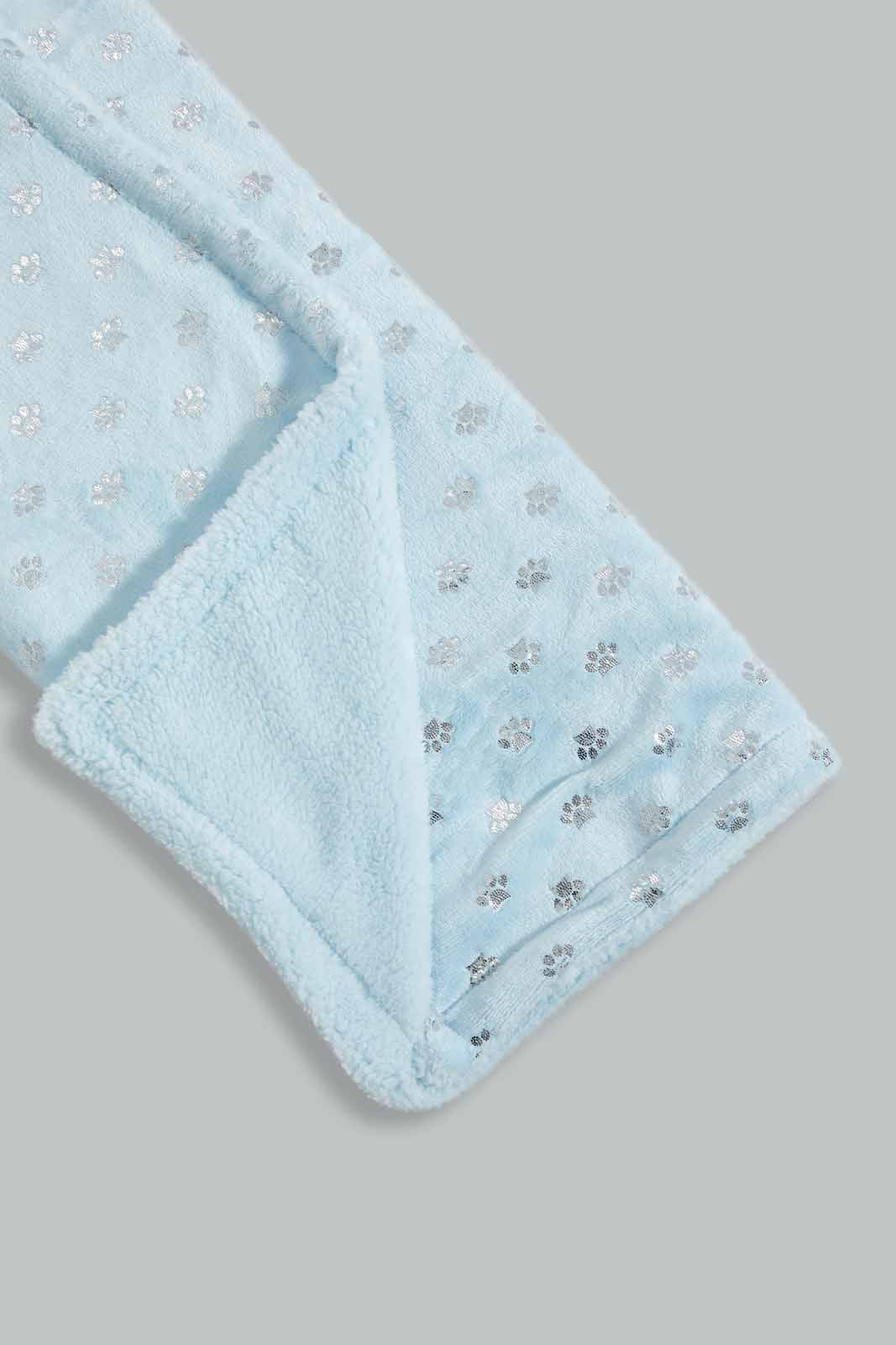 Blue Sherpa Blanket With Baby Pillow (2 Piece)