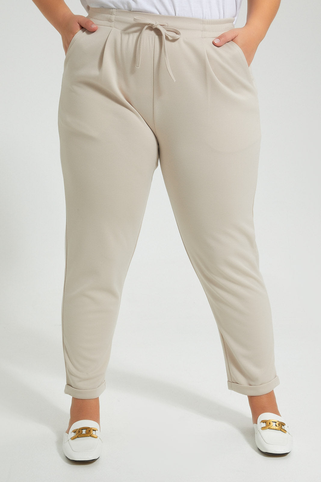 Redtag-Beige-Tapered-Leg-Turn-Up-Trouser-Colour:Beige,-Filter:Plus-Size,-LDP-Trousers,-New-In,-New-In-LDP,-Non-Sale,-S22B,-Section:Women-Women's-