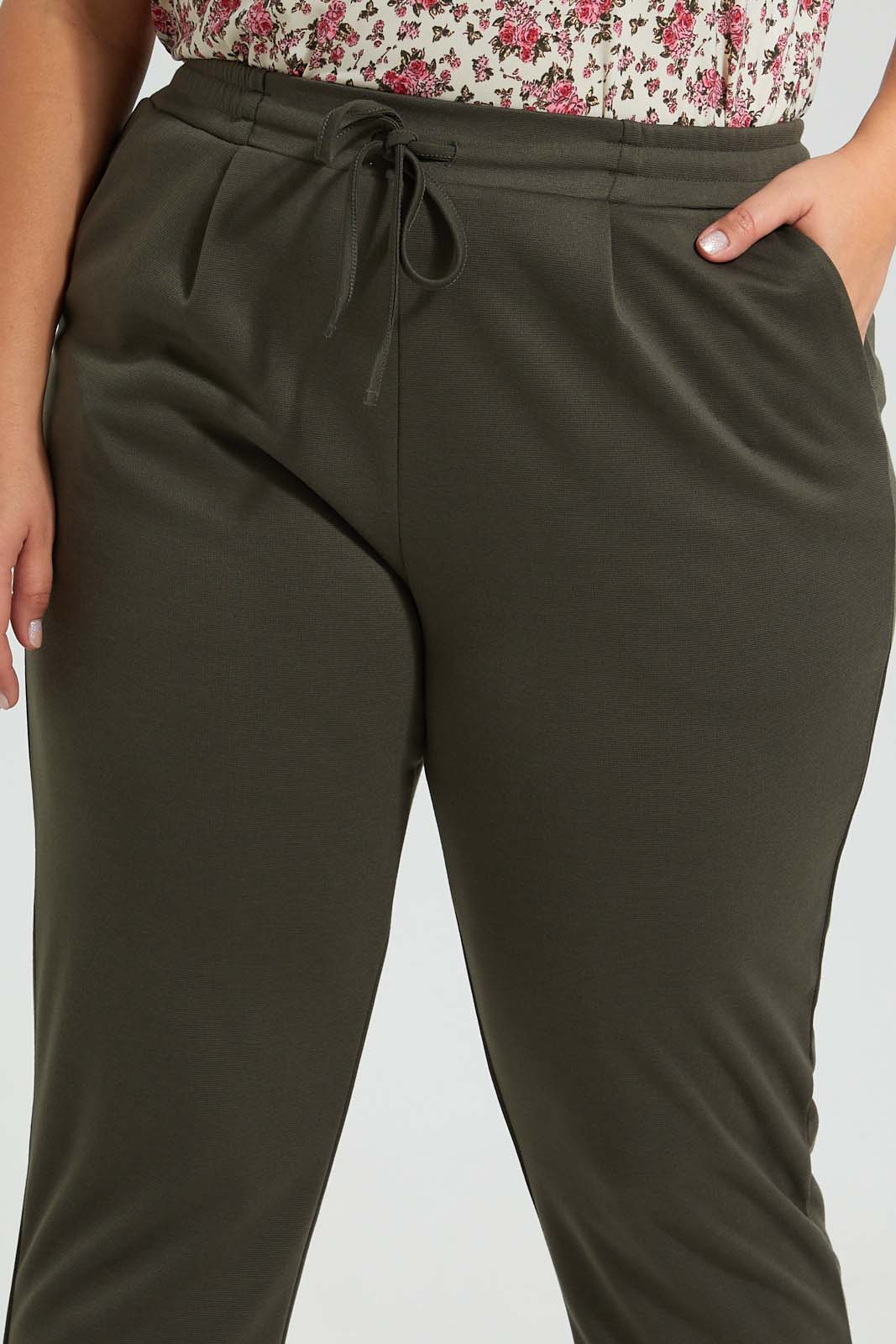 Redtag-Olive-Tapered-Leg-Turn-Up-Trouser-Colour:Olive,-Filter:Plus-Size,-LDP-Trousers,-New-In,-New-In-LDP,-Non-Sale,-S22B,-Section:Women-Women's-