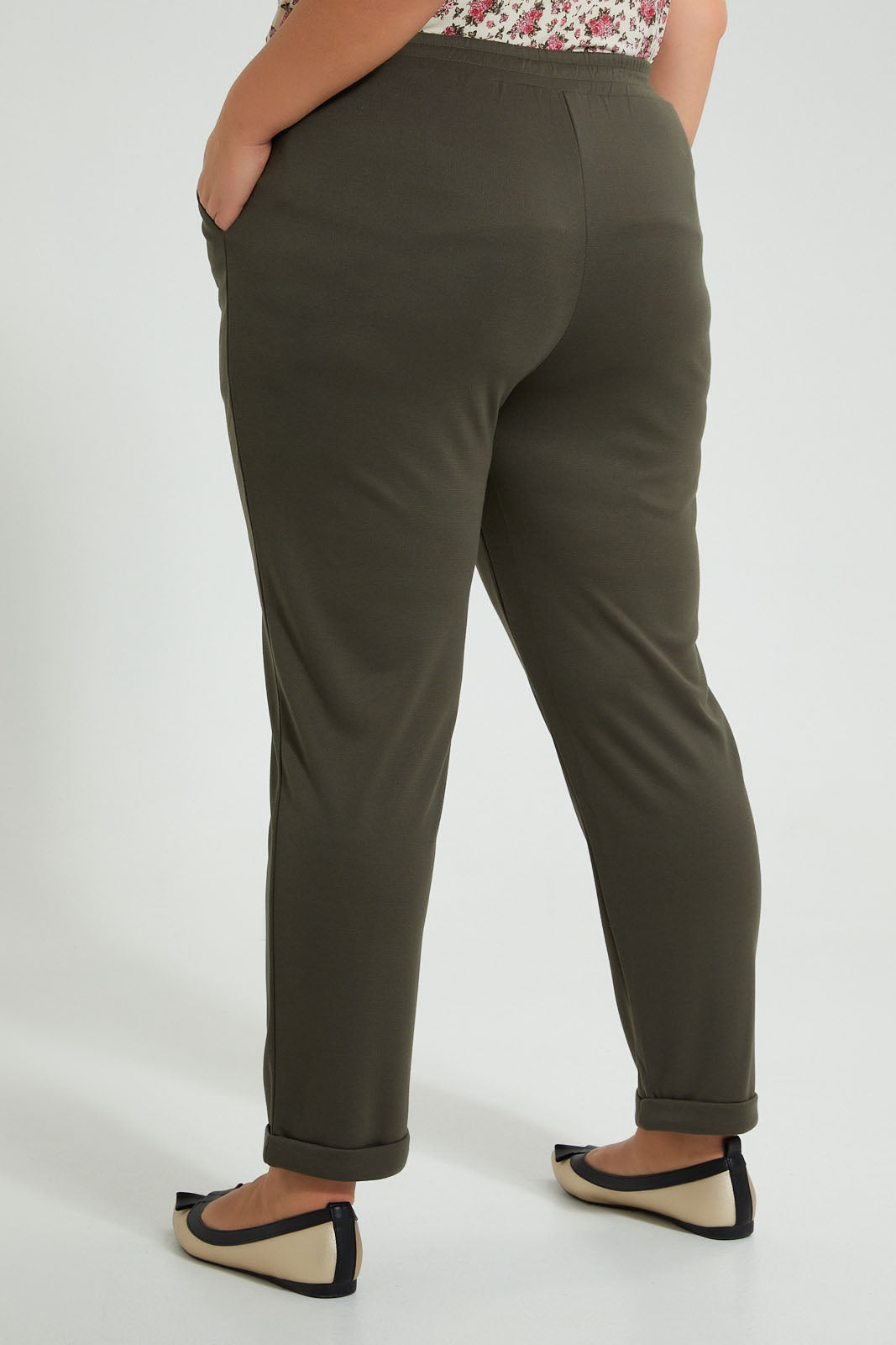 Redtag-Olive-Tapered-Leg-Turn-Up-Trouser-Colour:Olive,-Filter:Plus-Size,-LDP-Trousers,-New-In,-New-In-LDP,-Non-Sale,-S22B,-Section:Women-Women's-
