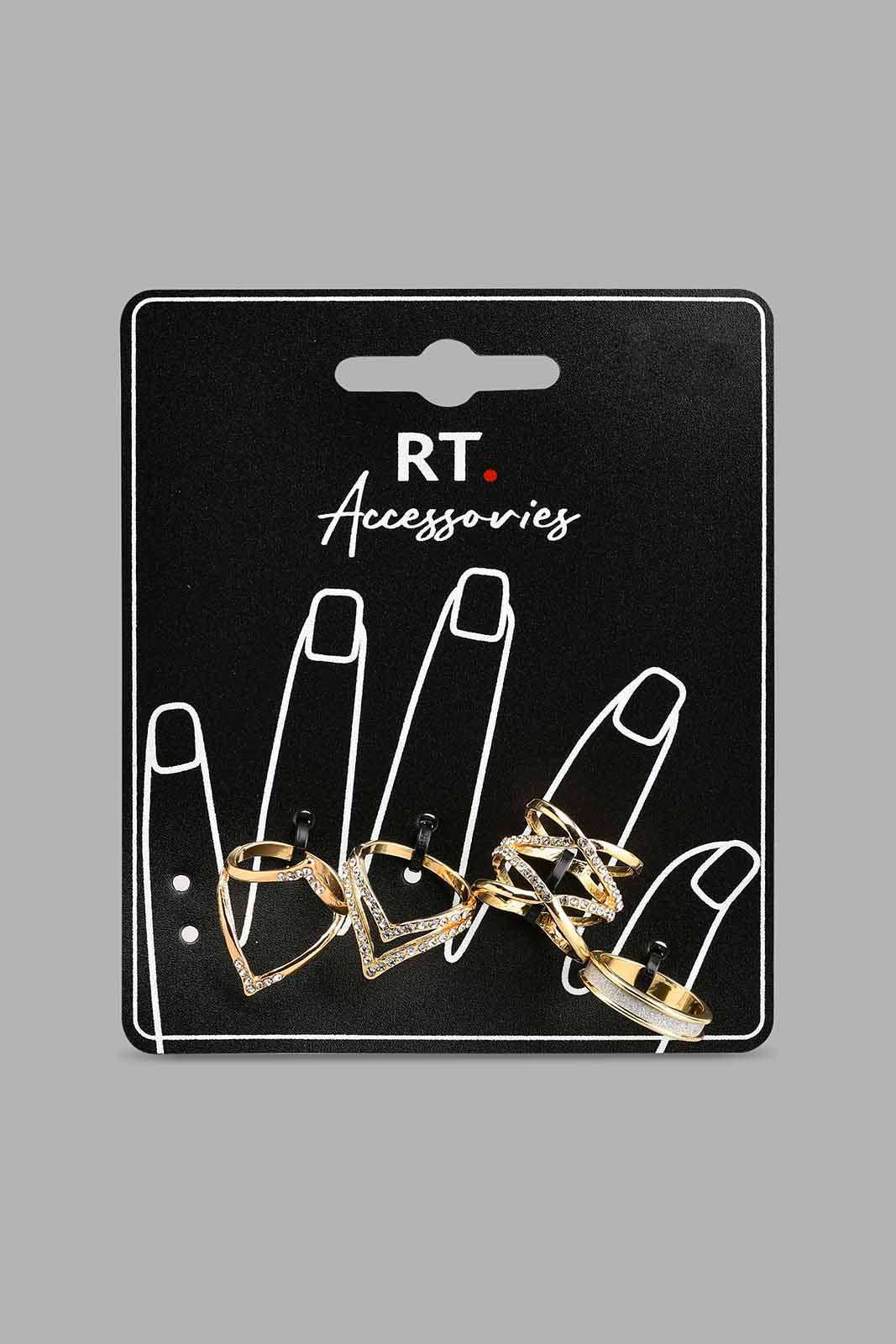 Redtag-Gold-Rings-Set-(4-Piece)-Colour:Gold,-Filter:Women's-Accessories,-New-In,-New-In-Women-ACC,-Non-Sale,-S22A,-Women-Jewellery-Women-