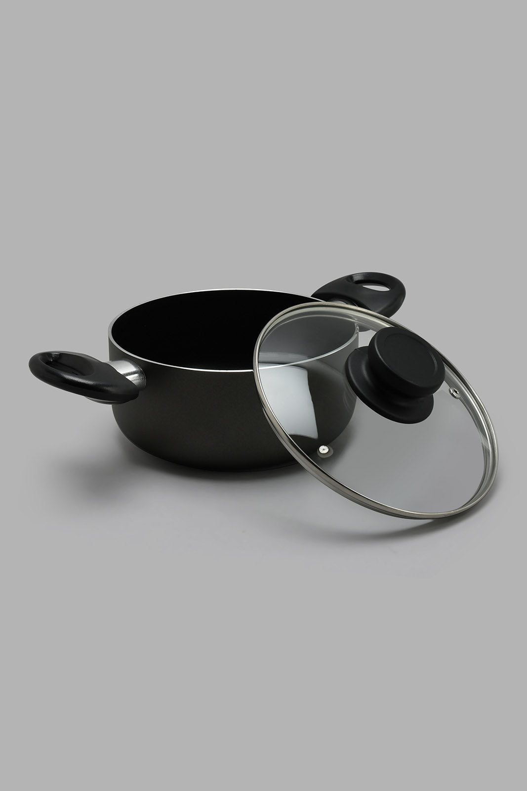 Redtag-Black-Aluminum-Non-Stick-Dutch-Oven-With-Glass-Lid-(18cm)-Pans-Home-Dining-