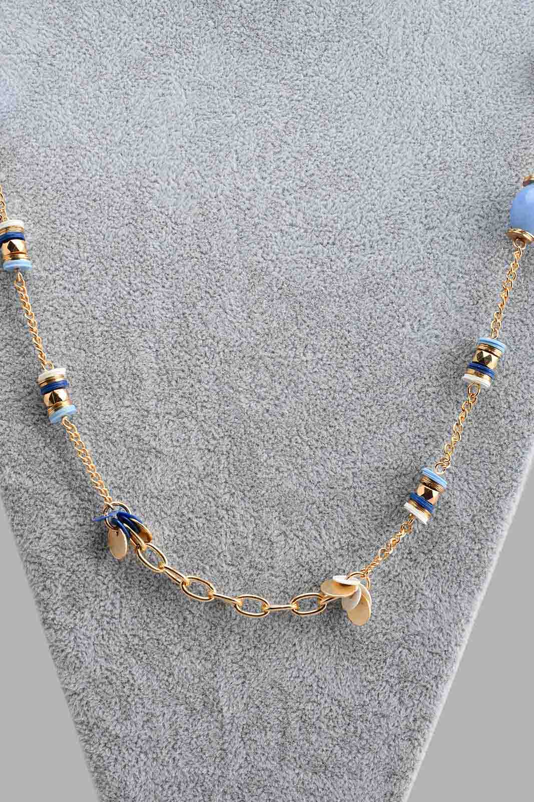 Redtag-Gold-And-Blue-Embellished-Necklace-For-Women-Colour:Blue,-Colour:Gold,-Filter:Women's-Accessories,-New-In,-New-In-Women-ACC,-Non-Sale,-S22B,-Women-Jewellery-Women-