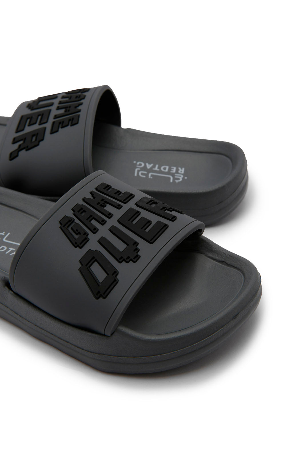 Redtag-Grey-"Game-Over"-Embossed-Slide-BOY-Flip-Flops,-Category:Flip-Flops,-Colour:Grey,-Deals:New-In,-Dept:Boys,-Filter:Boys-Footwear-(3-to-5-Yrs),-New-In-BOY-FOO,-Section:Boys-(0-to-14Yrs),-W22O-Boys-3 to 5 Years