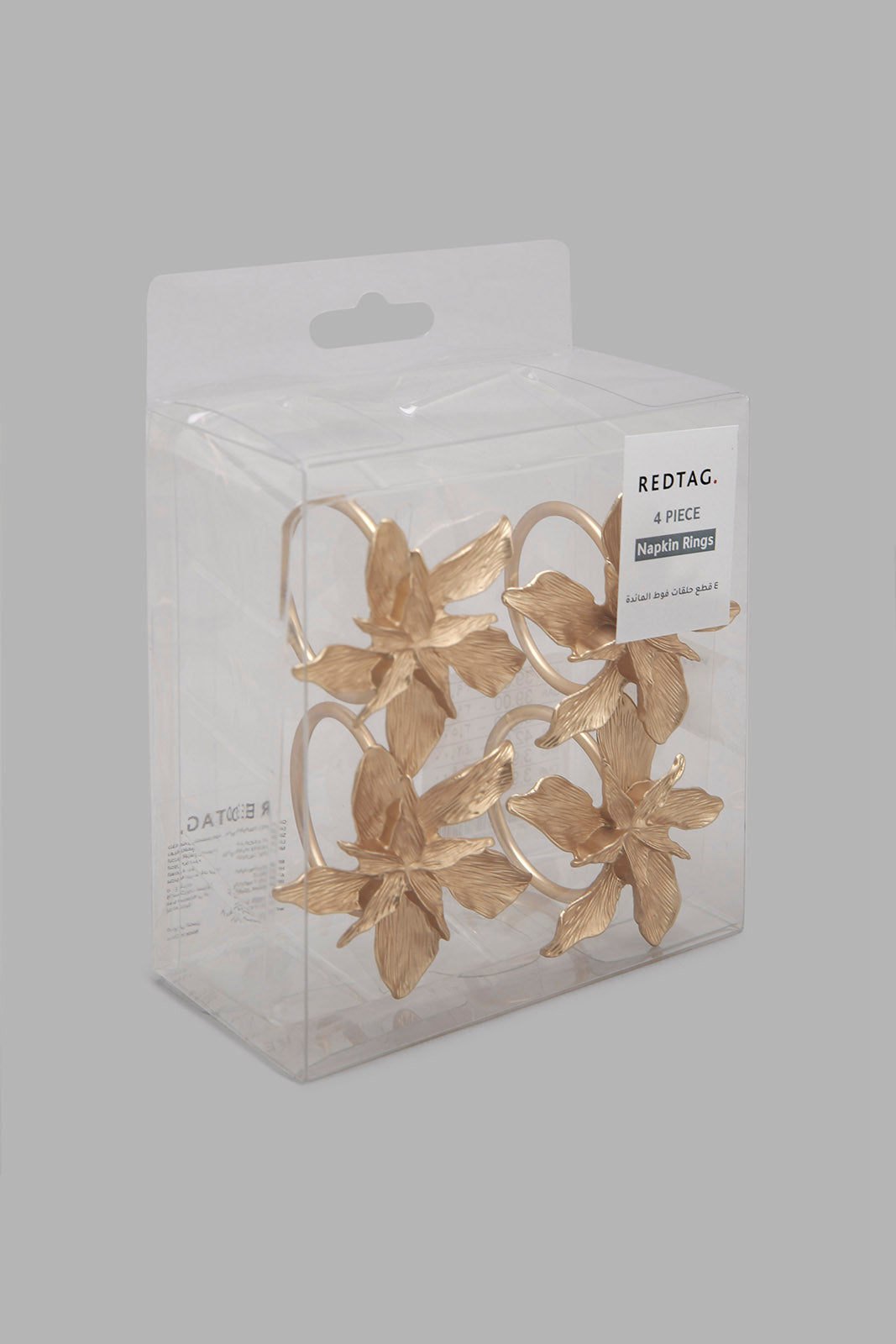 Redtag-Gold-Flower-Napkin-Ring
(4-Piece)-Category:Napkins-&-Tissues,-Colour:Gold,-Filter:Home-Dining,-HMW-DIN-Kitchen-Accessories,-Non-Sale,-S22C,-Section:Homewares-Home-Dining-