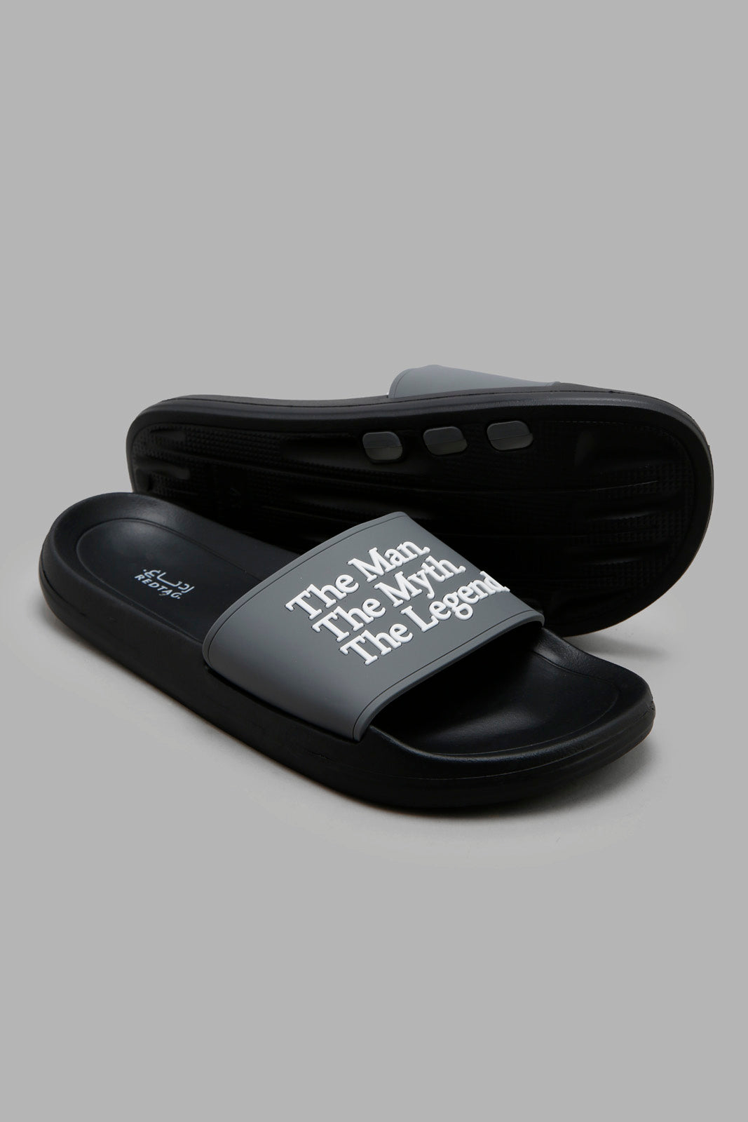 Redtag-Black-Slogan-Embossed-Slide-Bundle,-Category:Flip-Flops,-Colour:Black,-Deals:3-For-90,-Filter:Men's-Footwear,-Men-Flip-Flops,-S22C,-Section:Men-Men's-