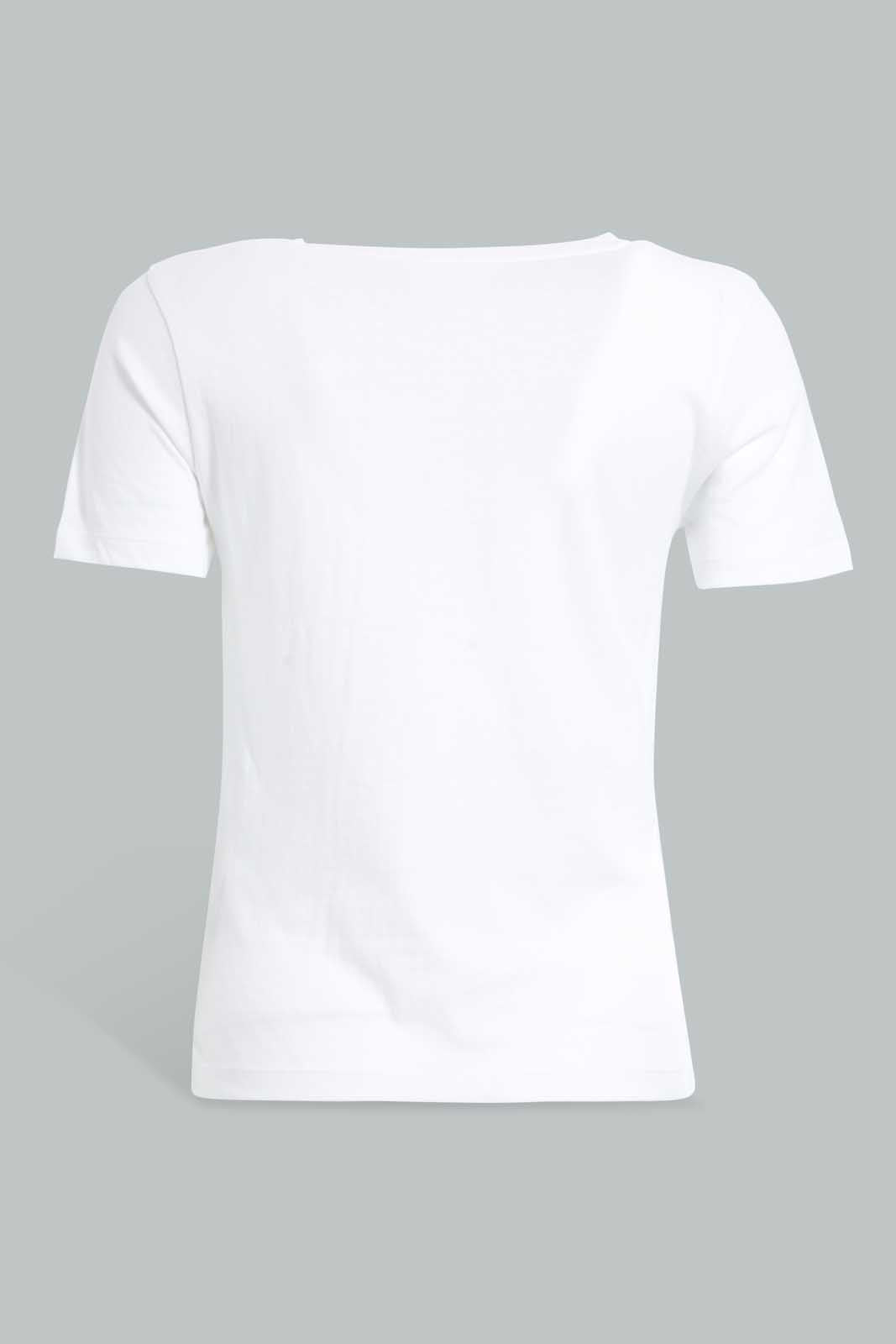 Redtag-White-V-Neck-T-Shirt-Plain-Women's-