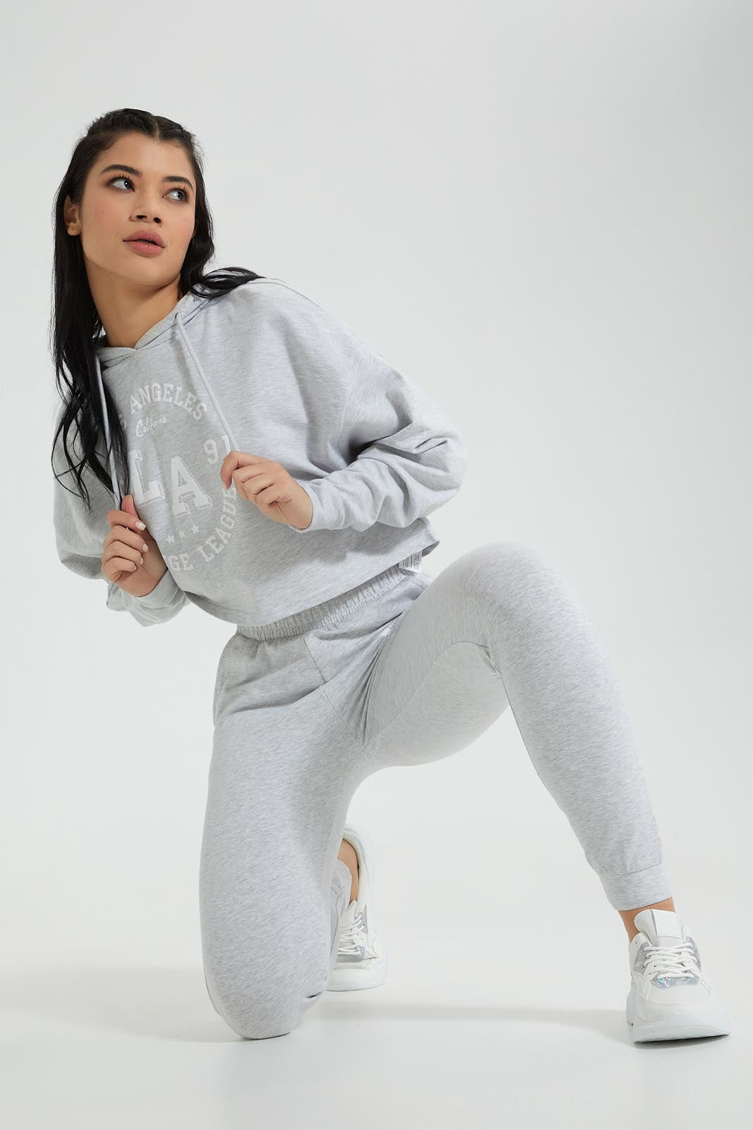 Redtag-Grey-Placement-Print-Hoodie-Sweatshirt-Colour:Grey,-Filter:Women's-Clothing,-New-In,-New-In-Women,-Non-Sale,-S22B,-Section:Women,-Women-Sweatshirts-Women's-