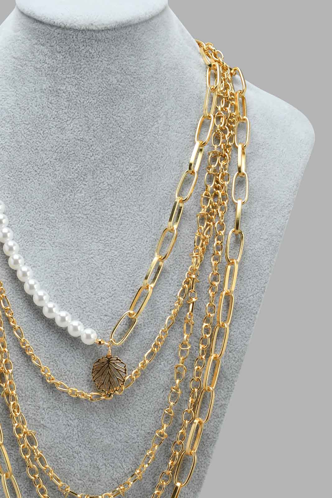 Redtag-Gold-With-Pearl-Embellished--Necklace-Necklaces-Women-